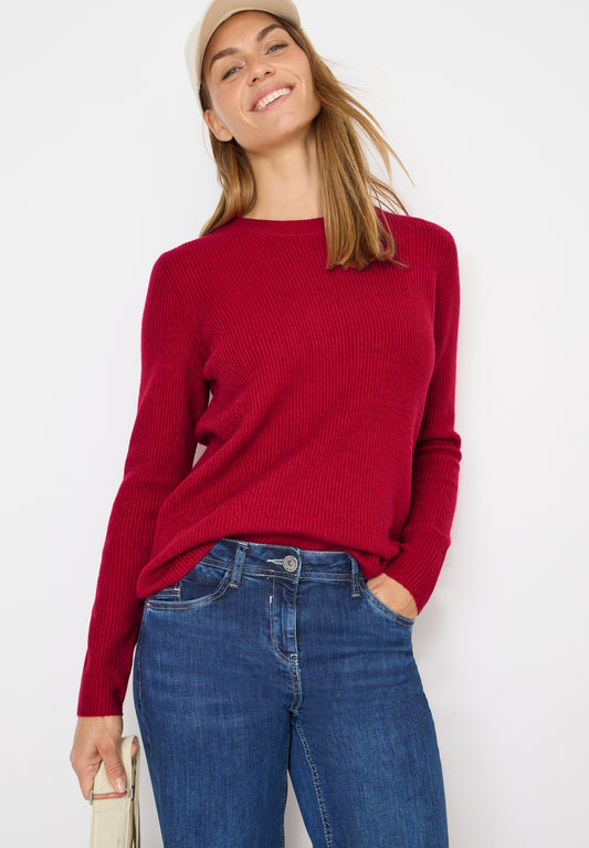 CECIL Pullover mit Strukturdetails - Farbe: beaujolais red