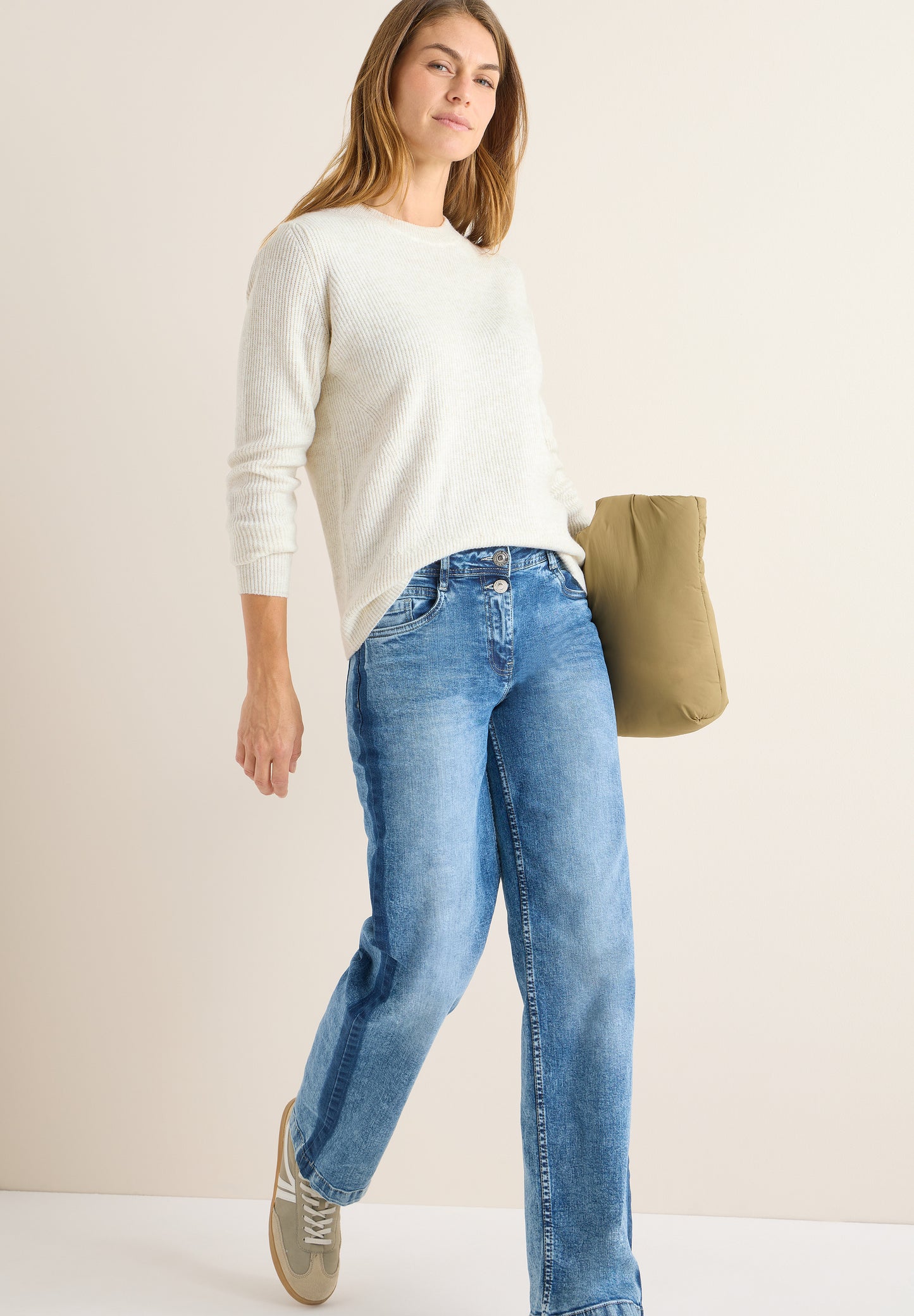 CECIL Pullover mit Strukturdetails - Farbe: eggshell melange
