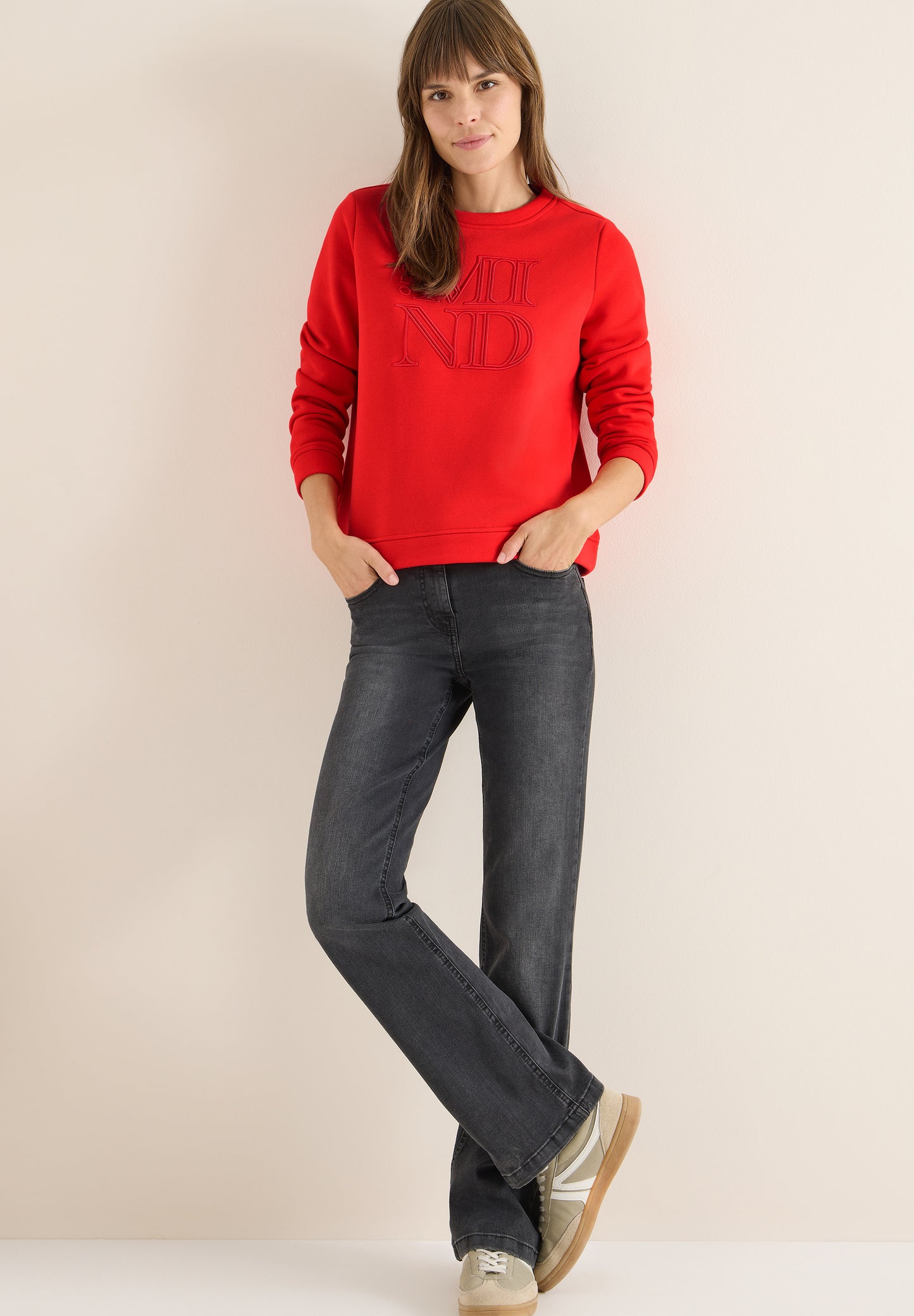 CECIL Sweatshirt mit Stickerei - Farbe: pumpkin orange