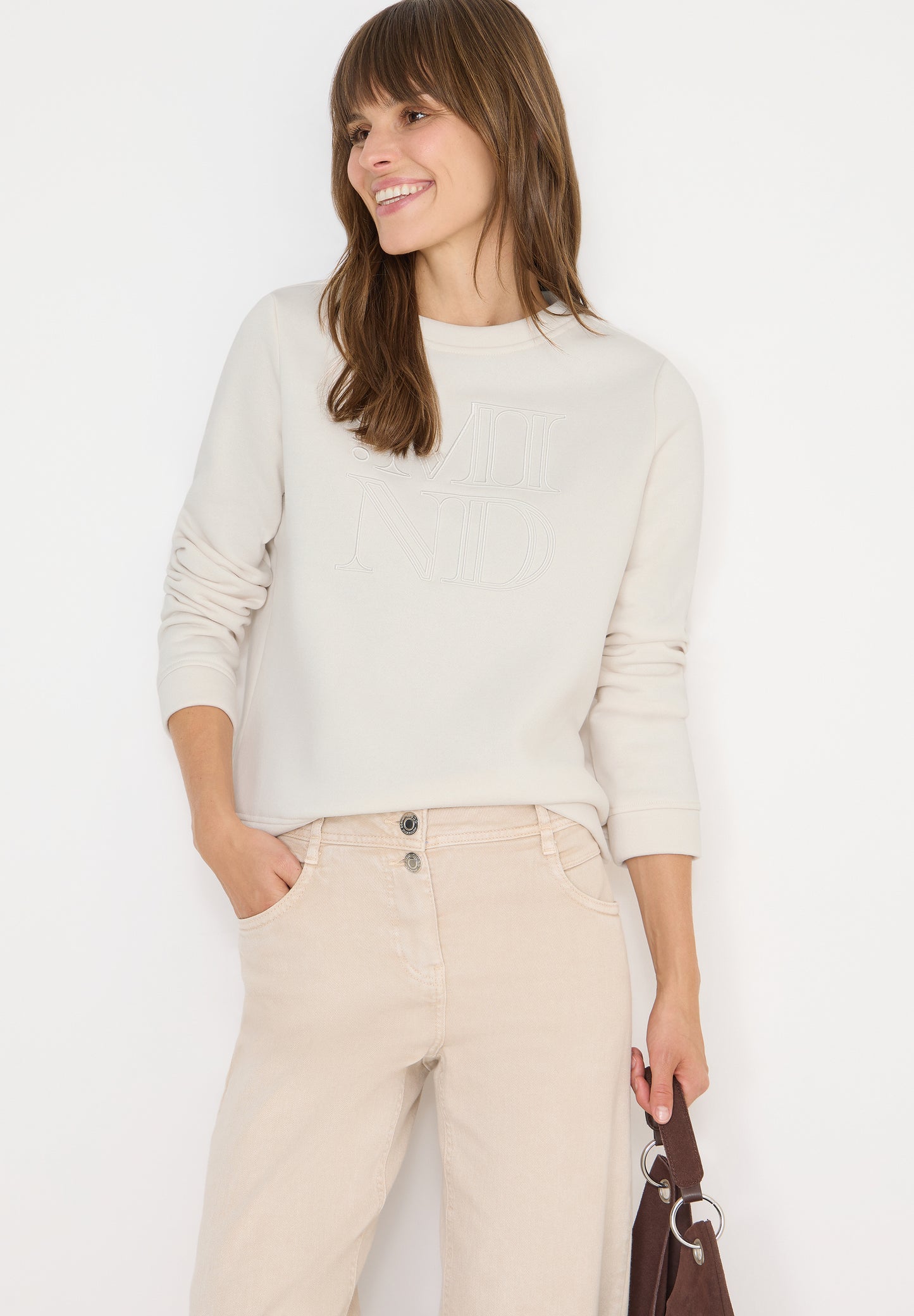 CECIL Sweatshirt mit Stickerei - Farbe: light greige