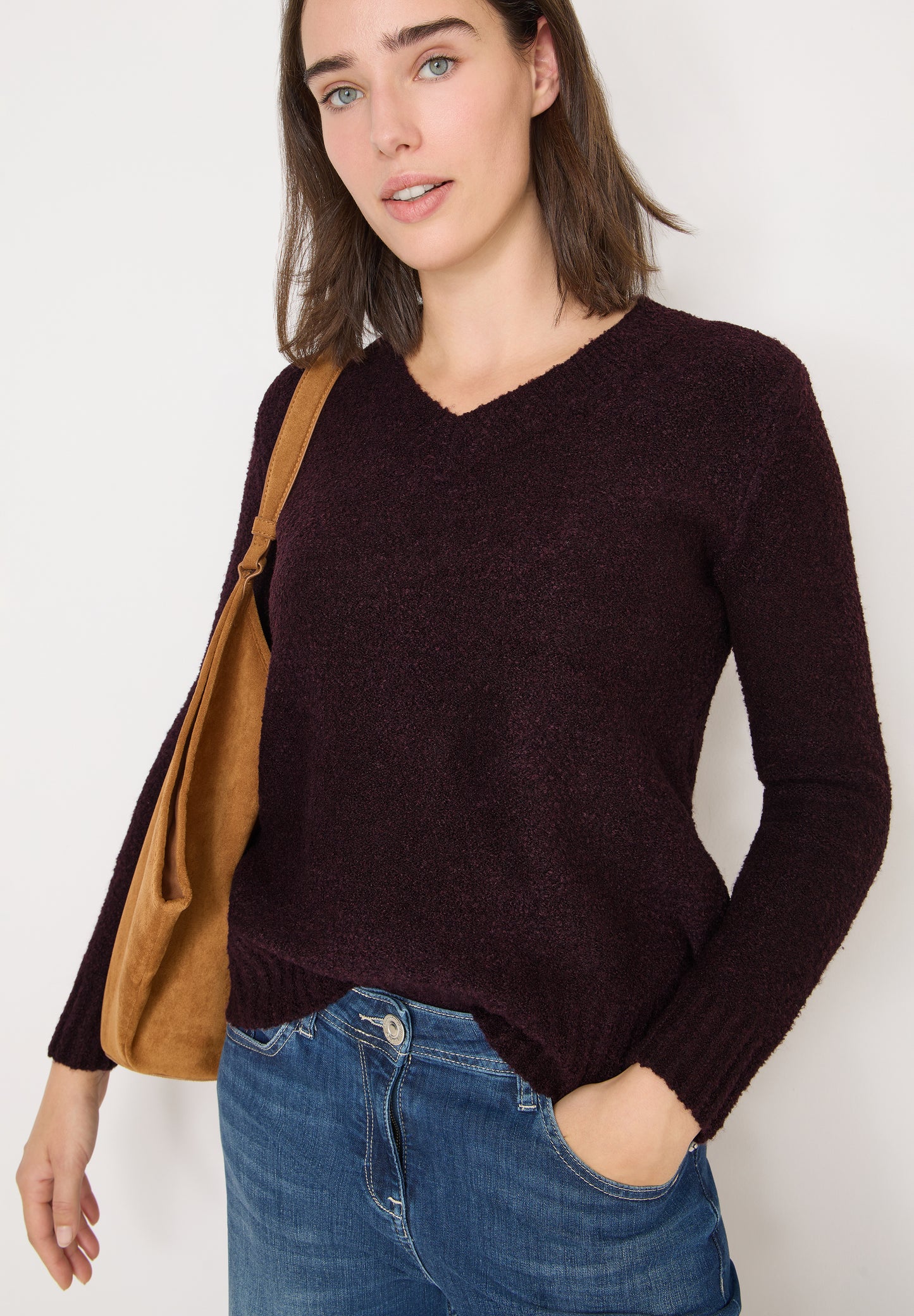 CECIL V-Neck Pullover - Farbe: eggplant red