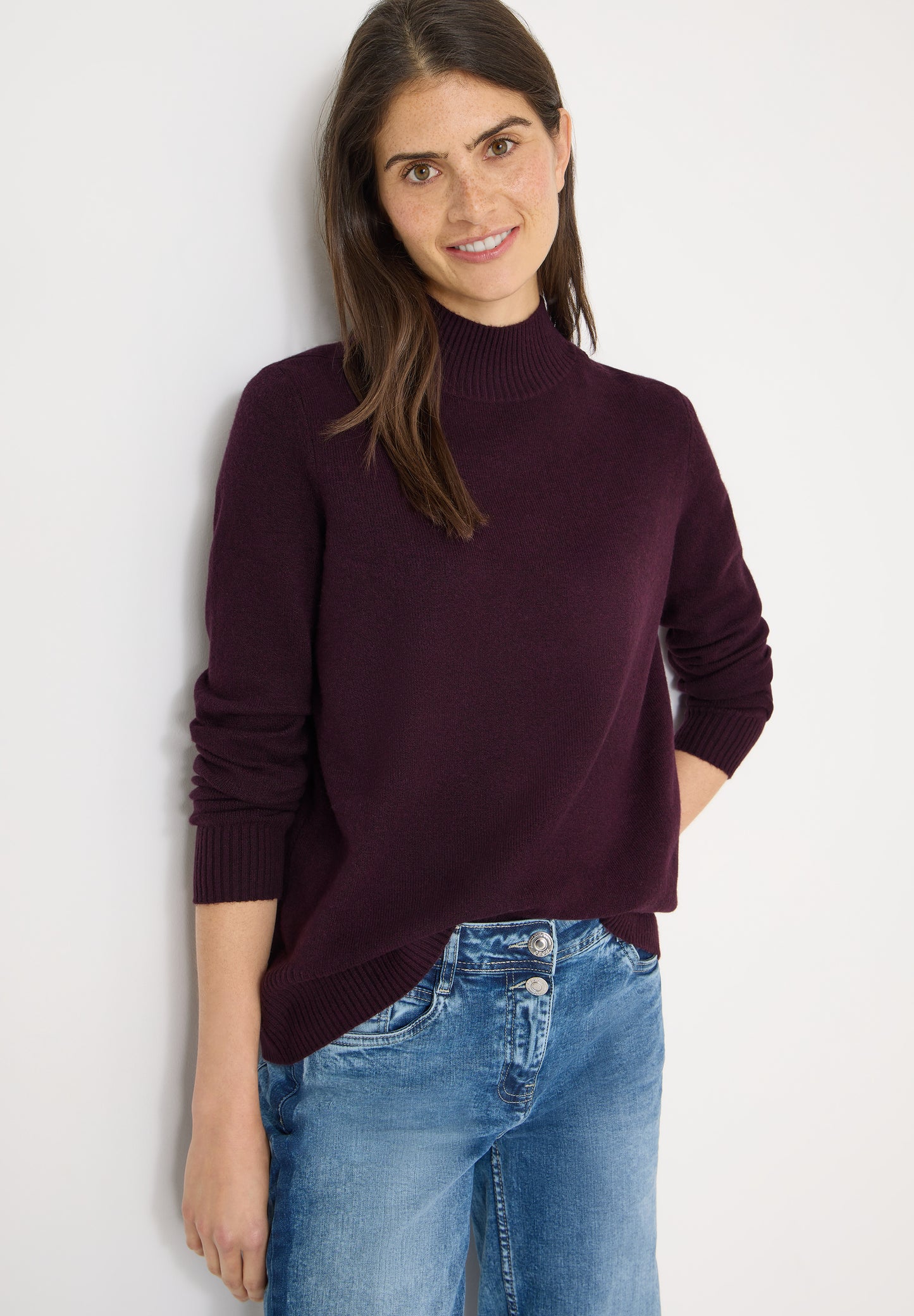 CECIL - Cosy Turtleneck Pullover - Farbe: eggplant red melange