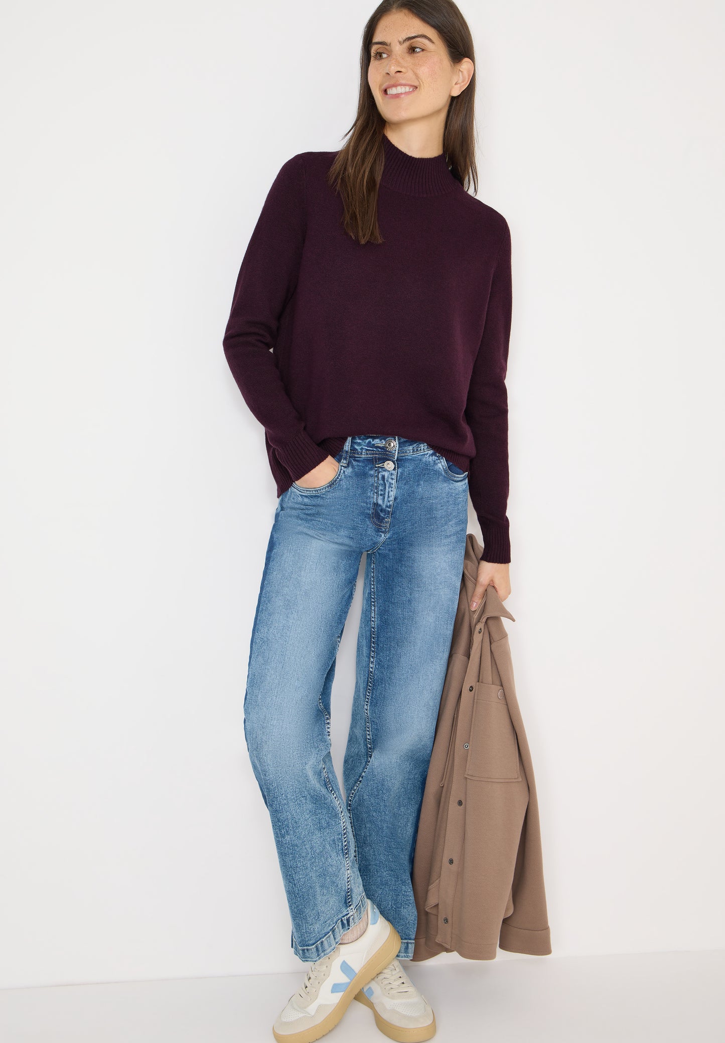 CECIL - Cosy Turtleneck Pullover - Farbe: eggplant red melange