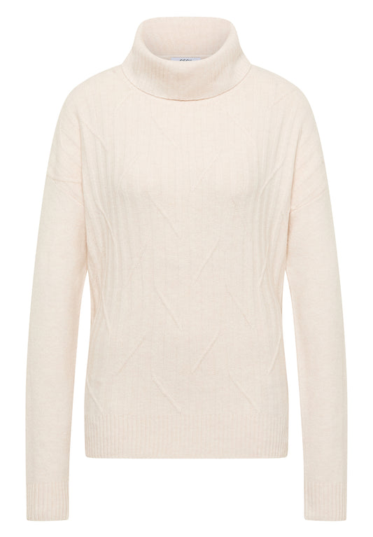 CECIL Struktur Rollkragenpullover - Farbe: light greige