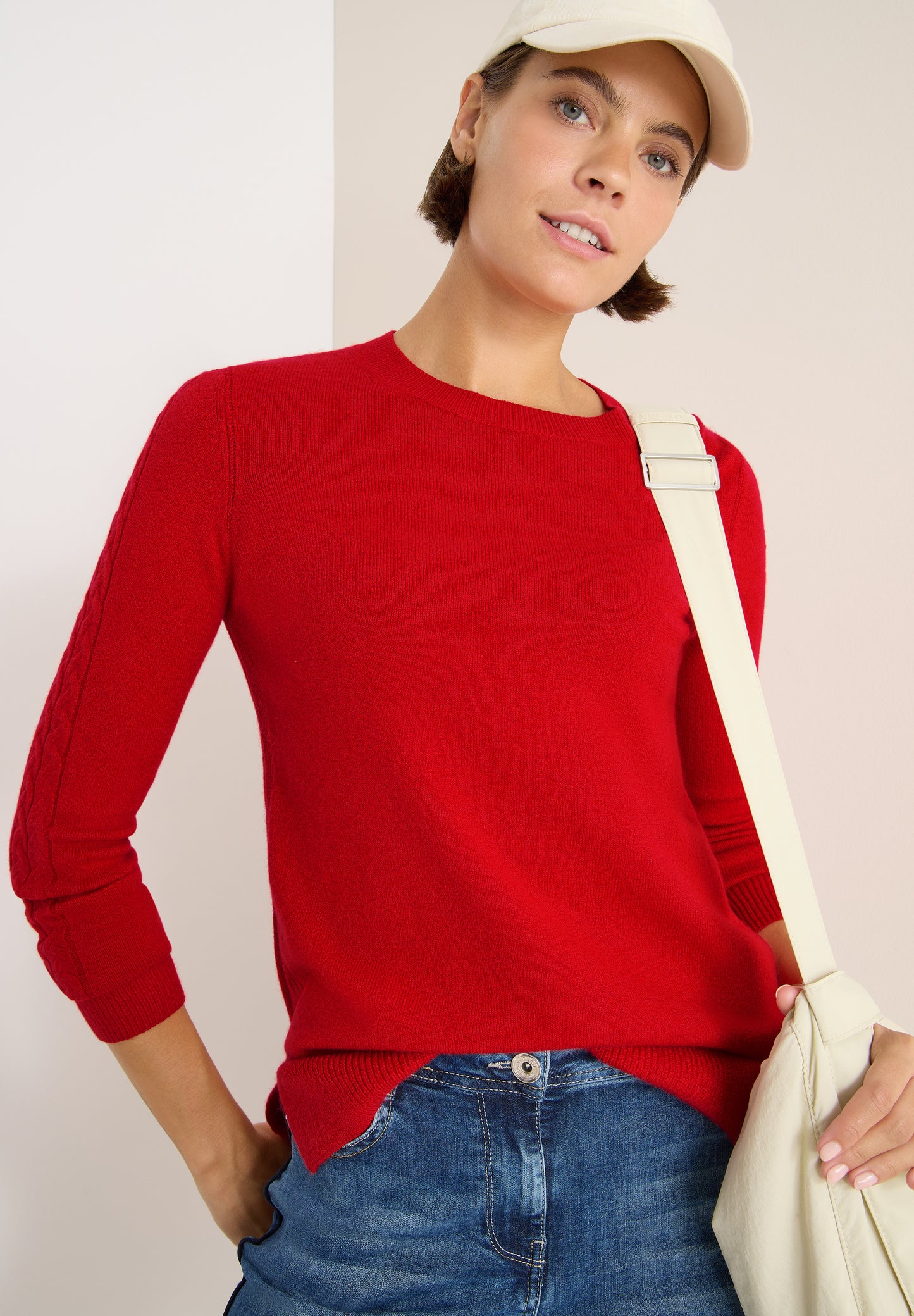 CECIL Pullover mit Strickdetail - Farbe: fiery red