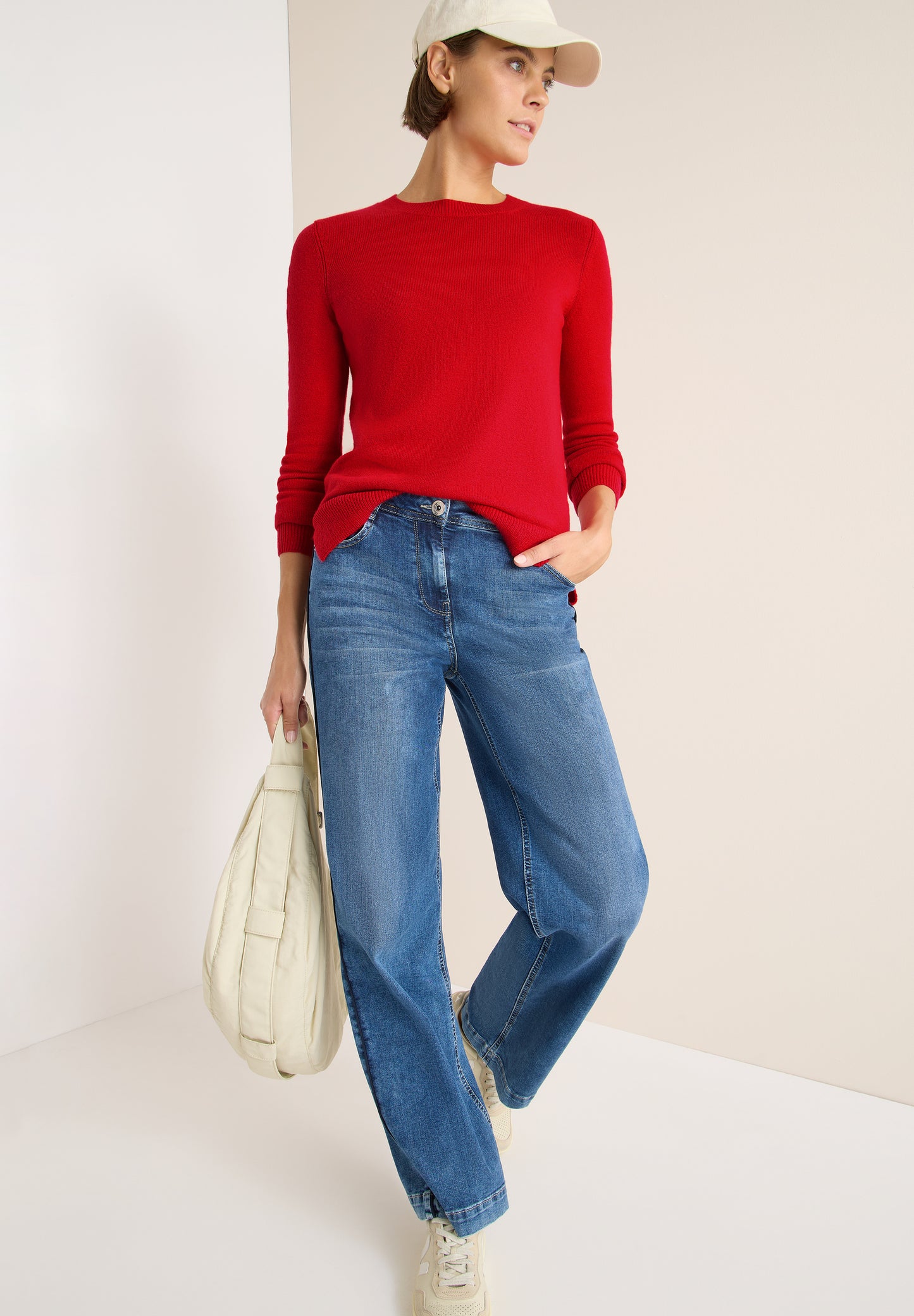 CECIL Pullover mit Strickdetail - Farbe: fiery red