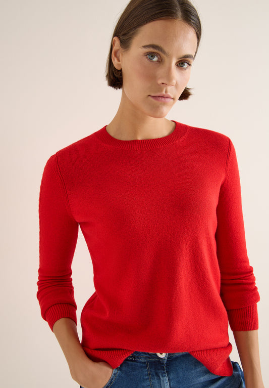 CECIL Pullover mit Strickdetail - Farbe: fiery red