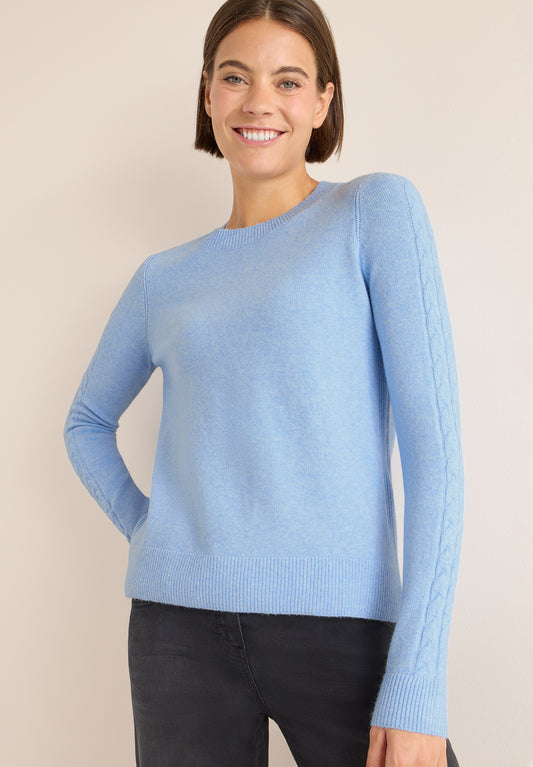 CECIL Pullover mit Strickdetail - Farbe: sporty light blue melange