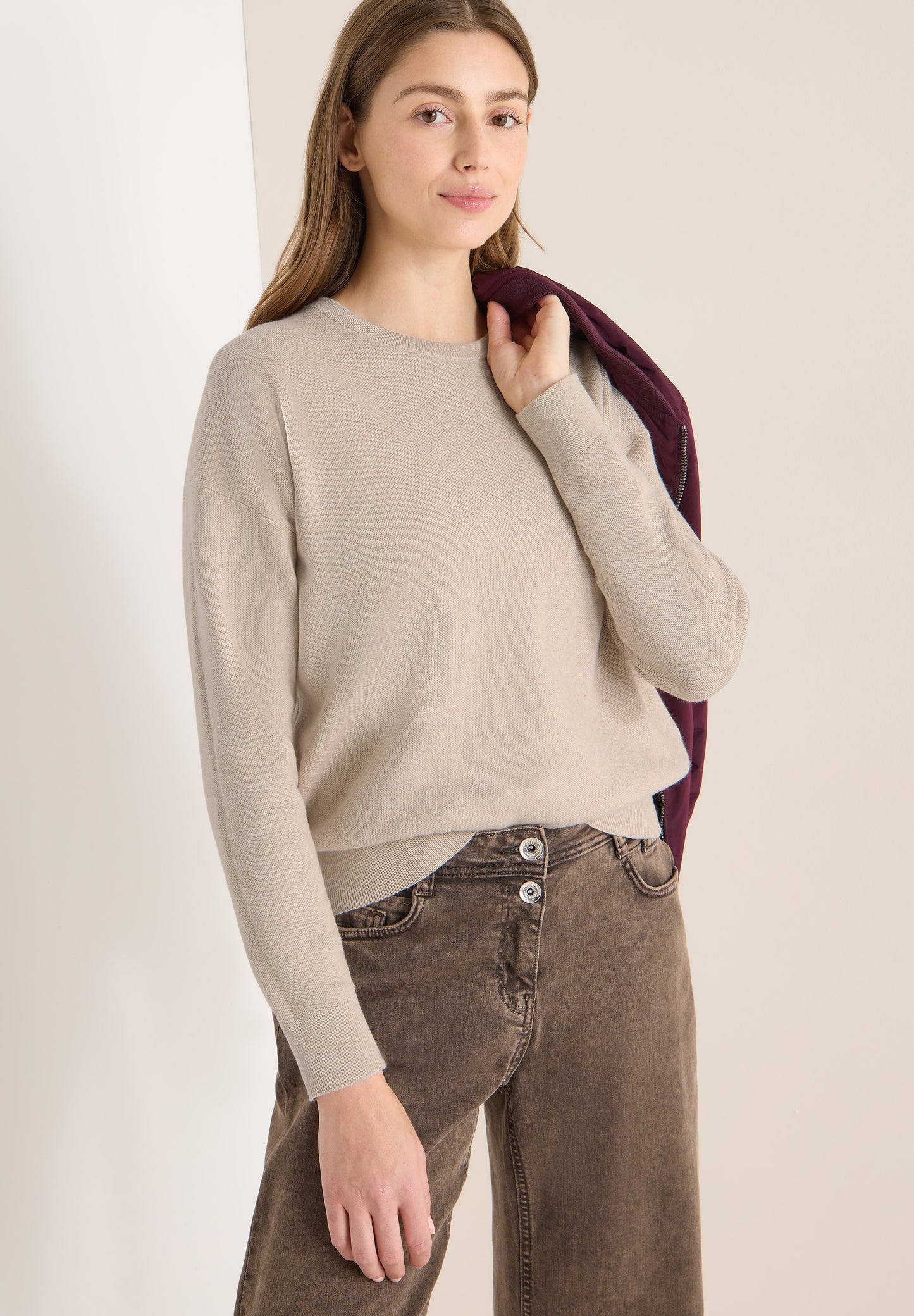 CECIL - Strick Sweatshirt - Farbe: desert beige melange