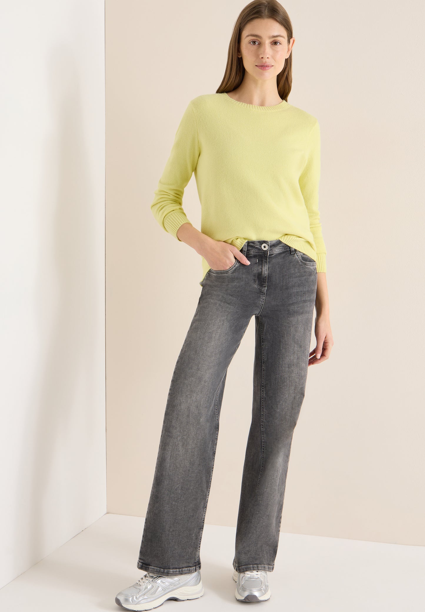 CECIL Softer Pullover In Unifarbe – Iced Yellow | 303459
