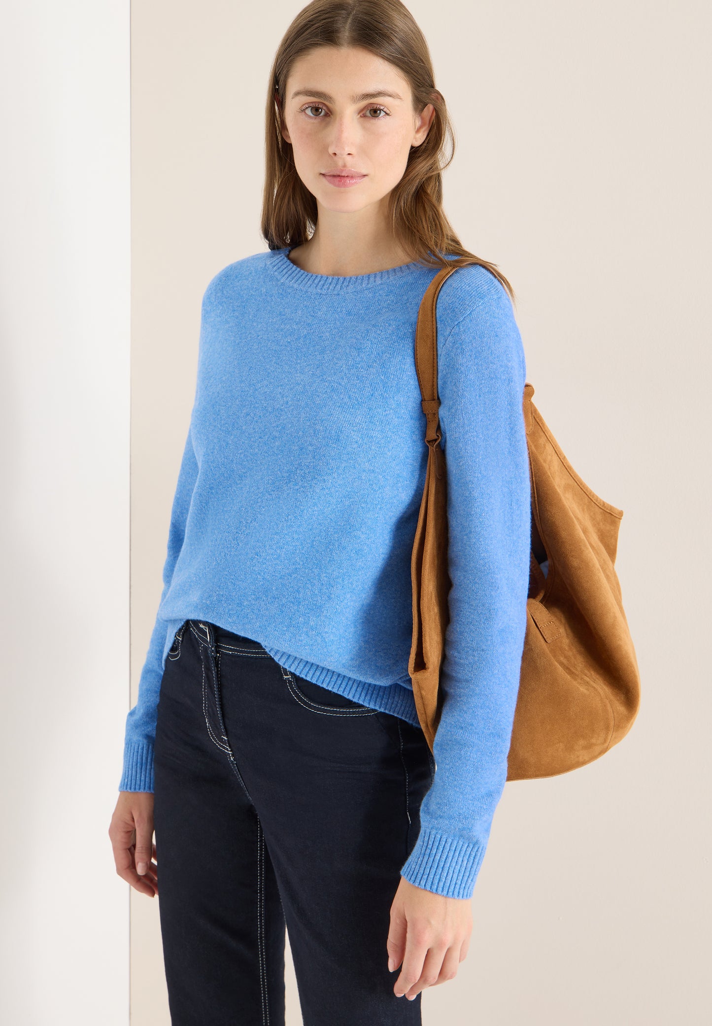 CECIL - Softer Pullover in Unifarbe - Farbe: fountain blue melange