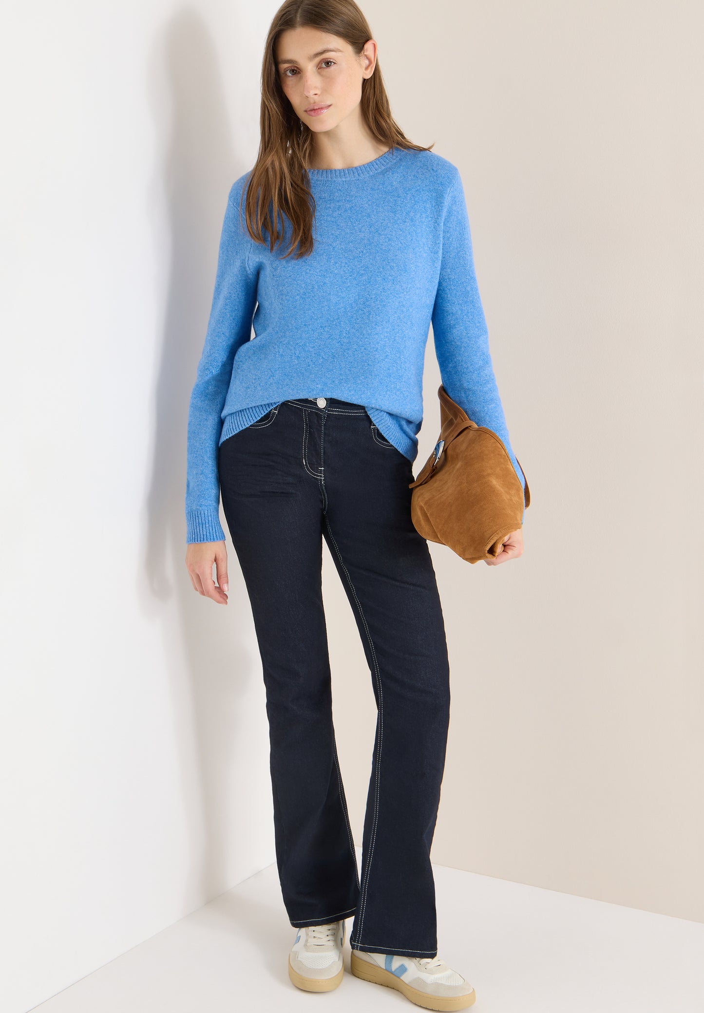 CECIL - Softer Pullover in Unifarbe - Farbe: fountain blue melange