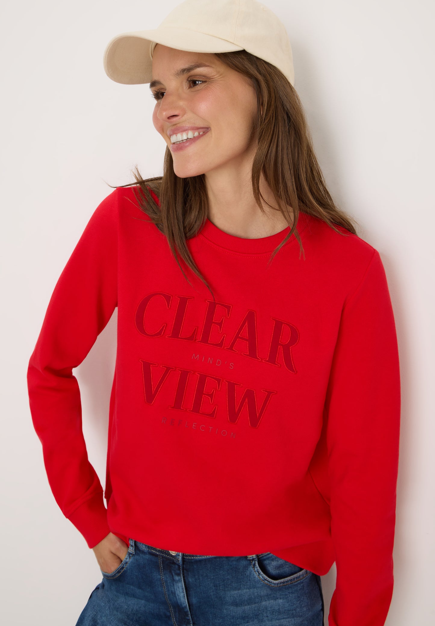 CECIL Sweatshirt mit Wording - Farbe: fiery red