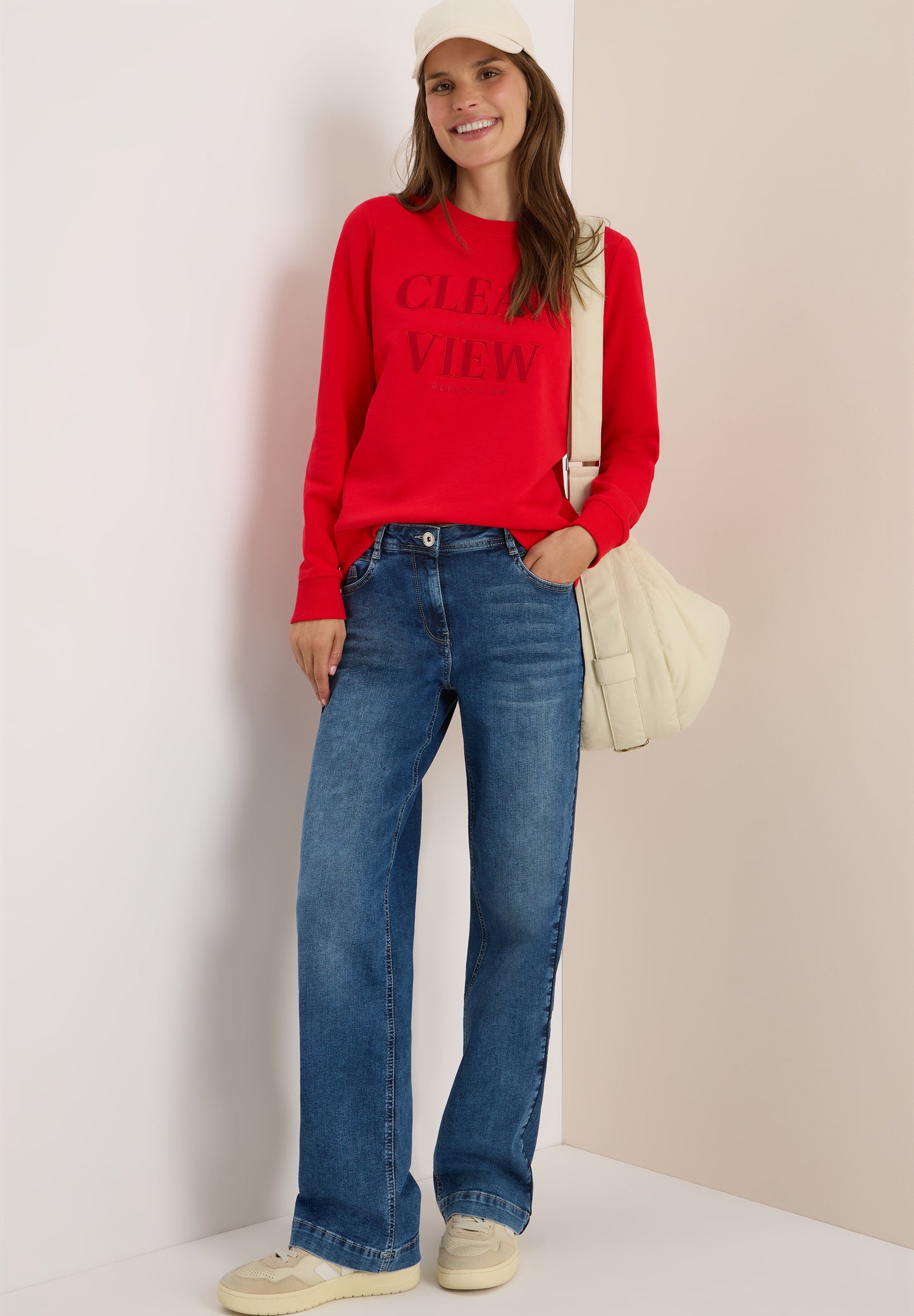 CECIL Sweatshirt mit Wording - Farbe: fiery red