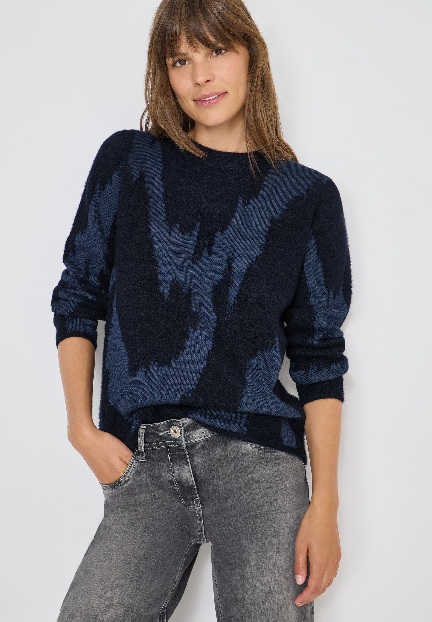 CECIL Gemusterter Pullover - Farbe: urban dark blue