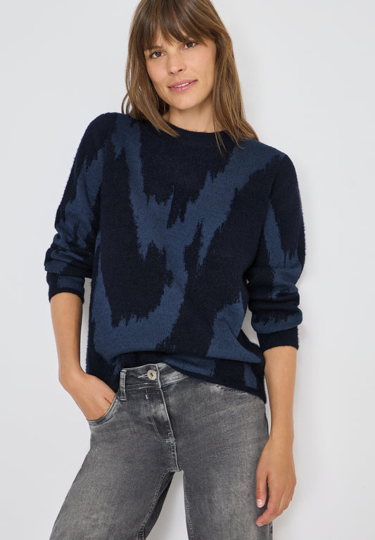 CECIL Gemusterter Pullover - Farbe: urban dark blue