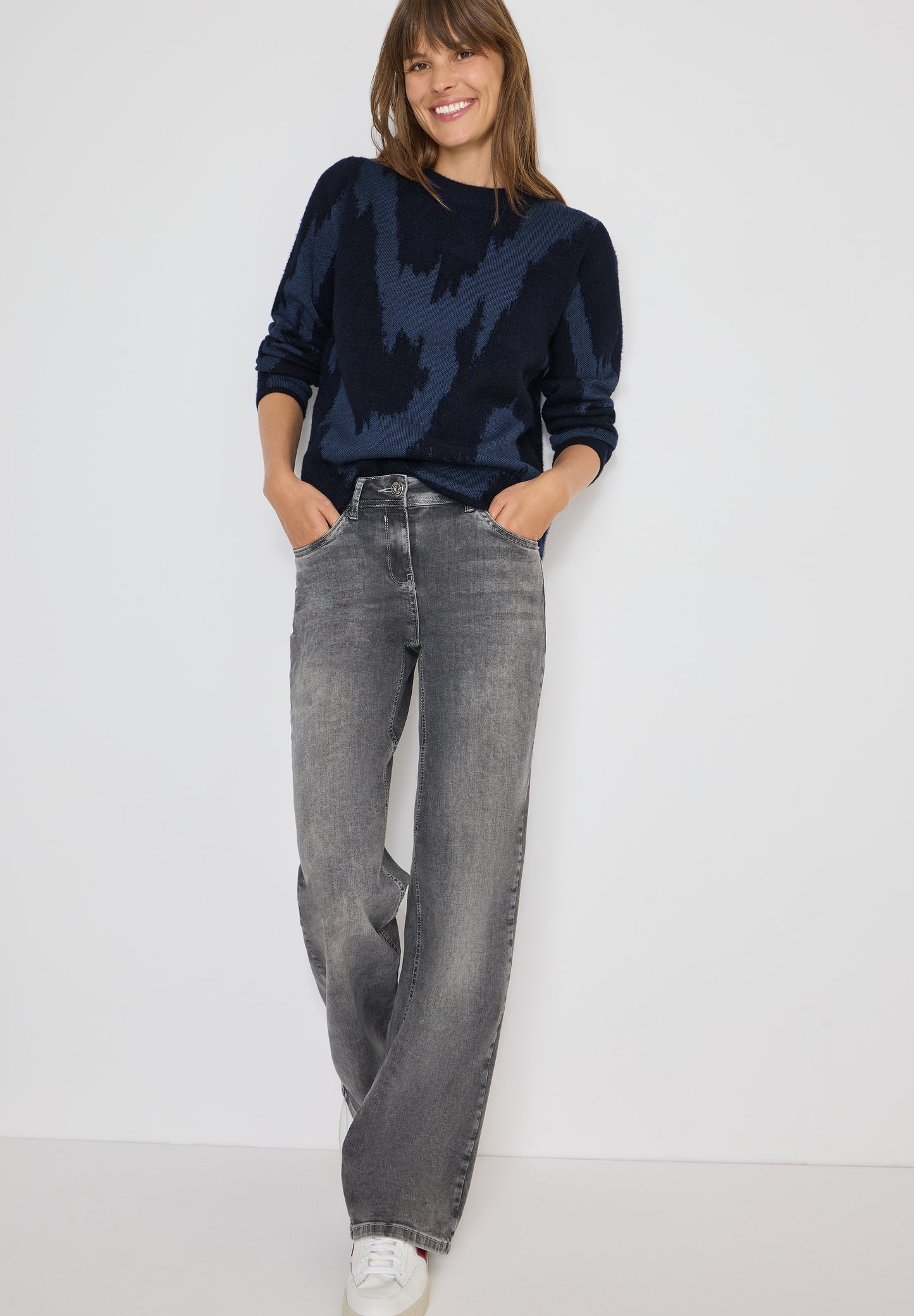 CECIL Gemusterter Pullover - Farbe: urban dark blue