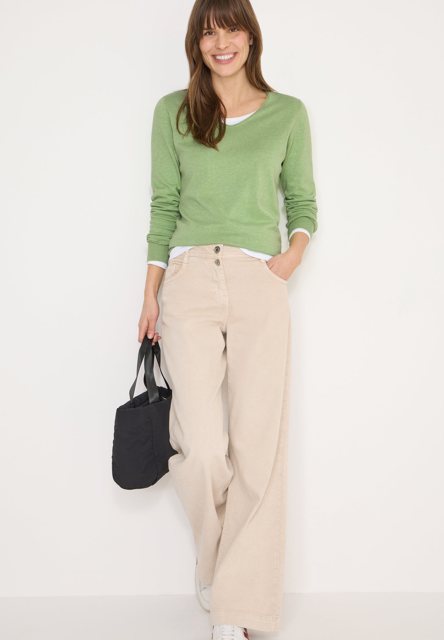 CECIL - Basic Pullover - Farbe: bamboo green melange