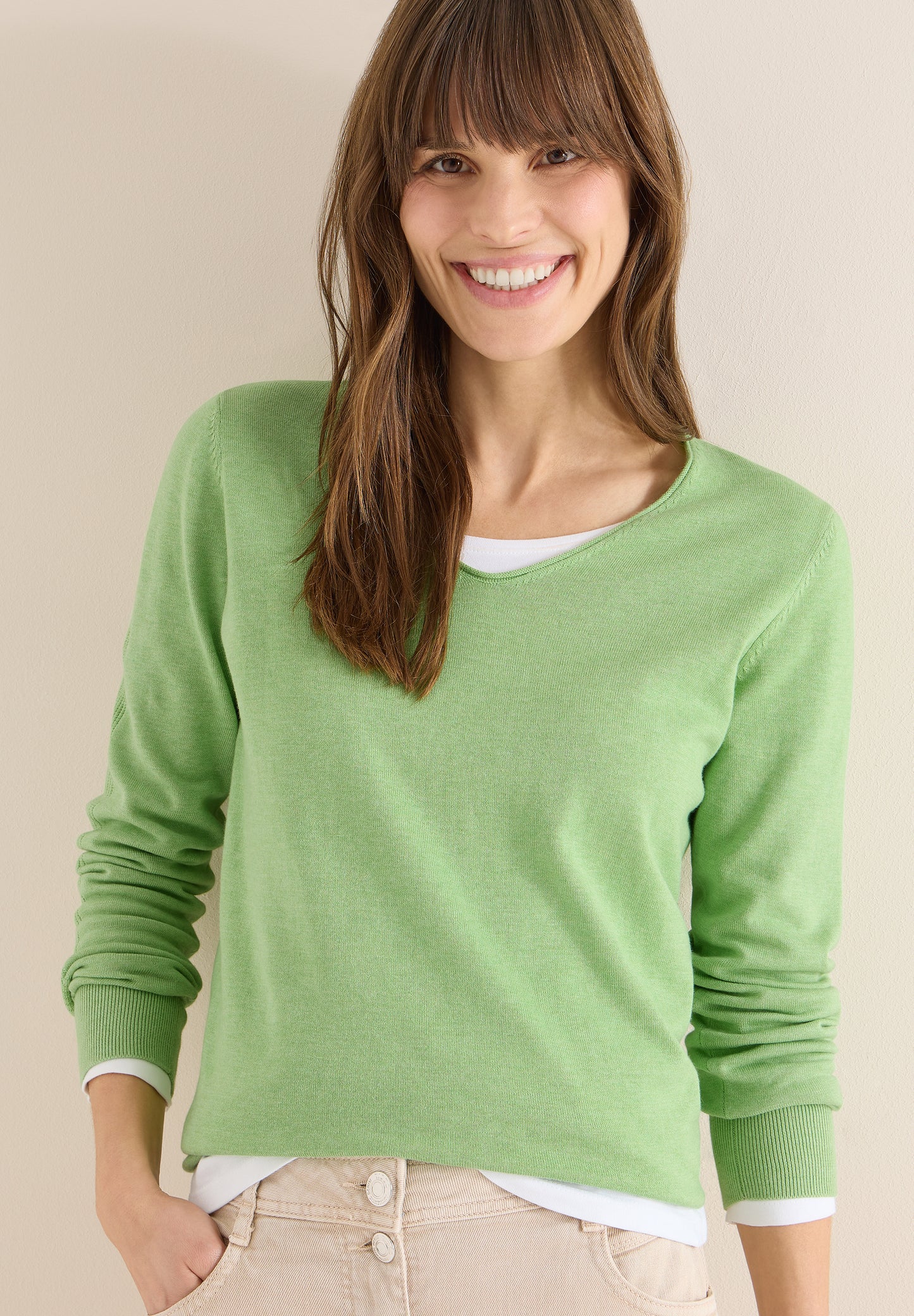 CECIL - Basic Pullover - Farbe: bamboo green melange