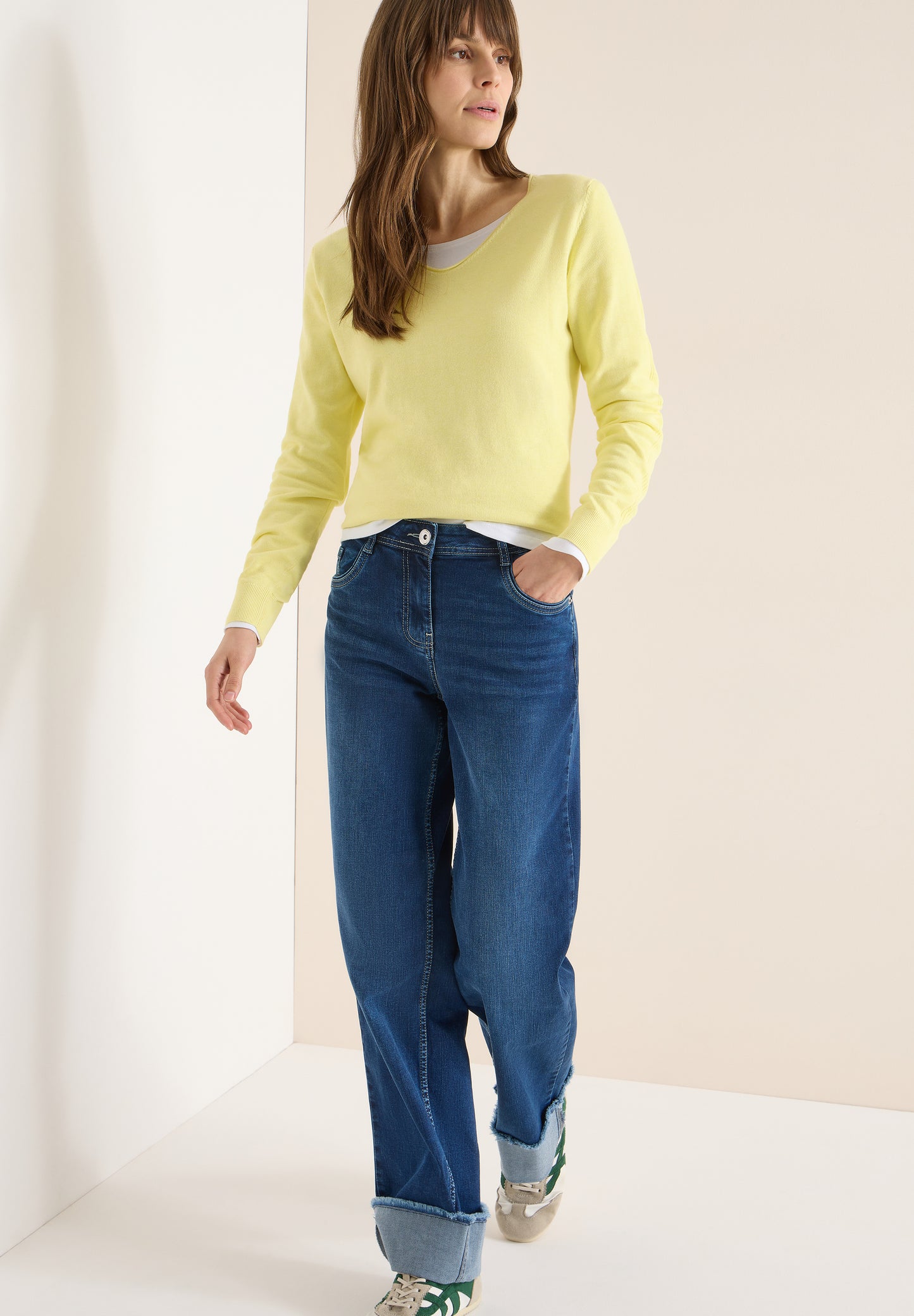 CECIL - Basic Pullover - Farbe: iced yellow melange