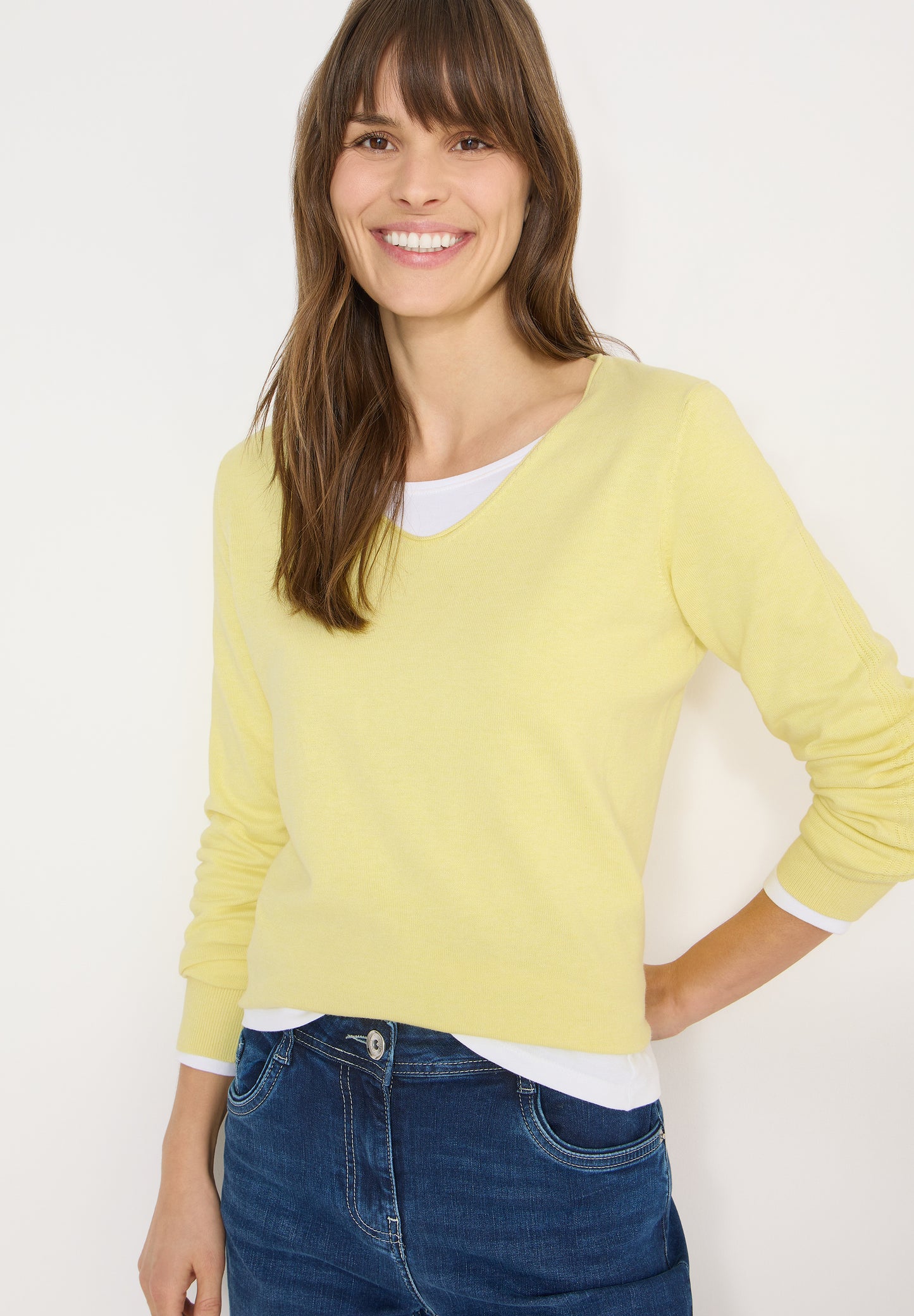 CECIL - Basic Pullover - Farbe: iced yellow melange