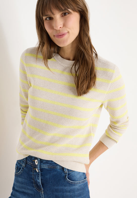 CECIL - Gestreifter Pullover - Farbe: iced yellow