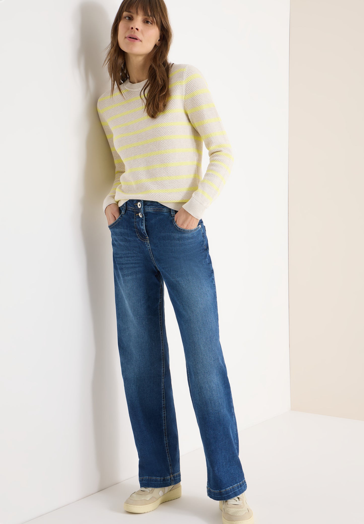 CECIL - Gestreifter Pullover - Farbe: iced yellow