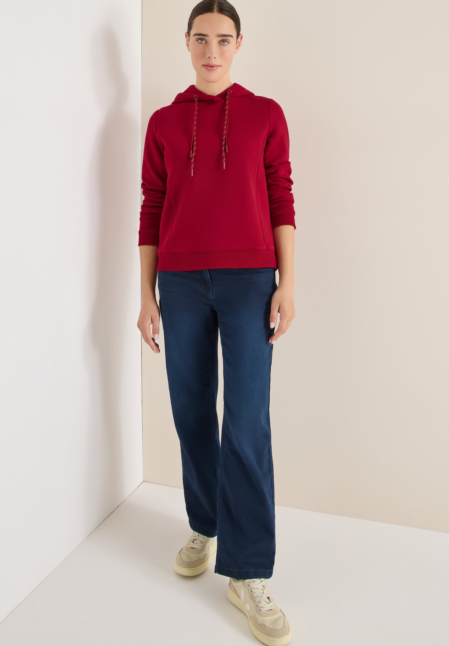 CECIL Hoodie mit Stickerei - Farbe: beaujolais red