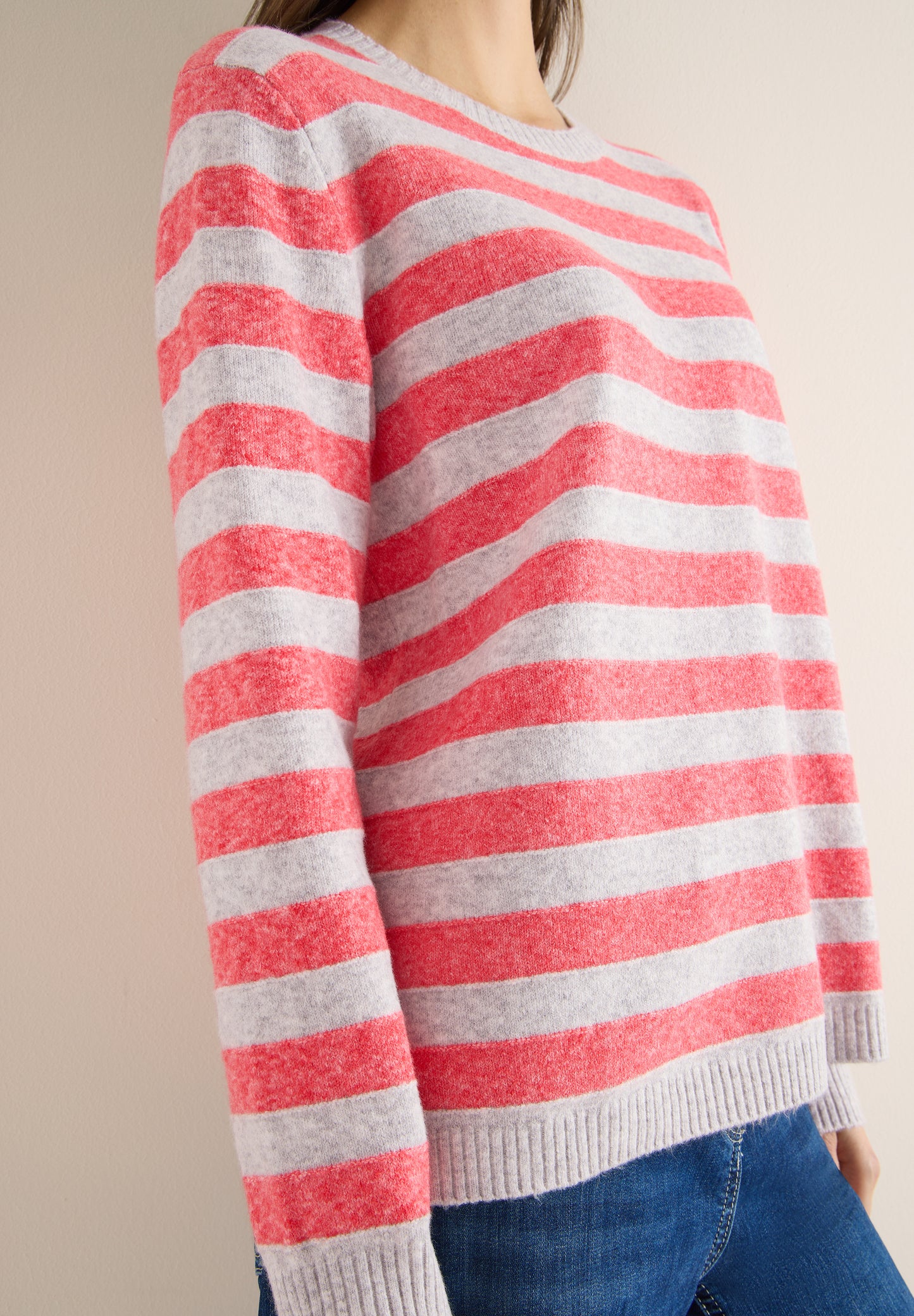 CECIL - Gestreifter Melange Pullover - Farbe: pumkin orange