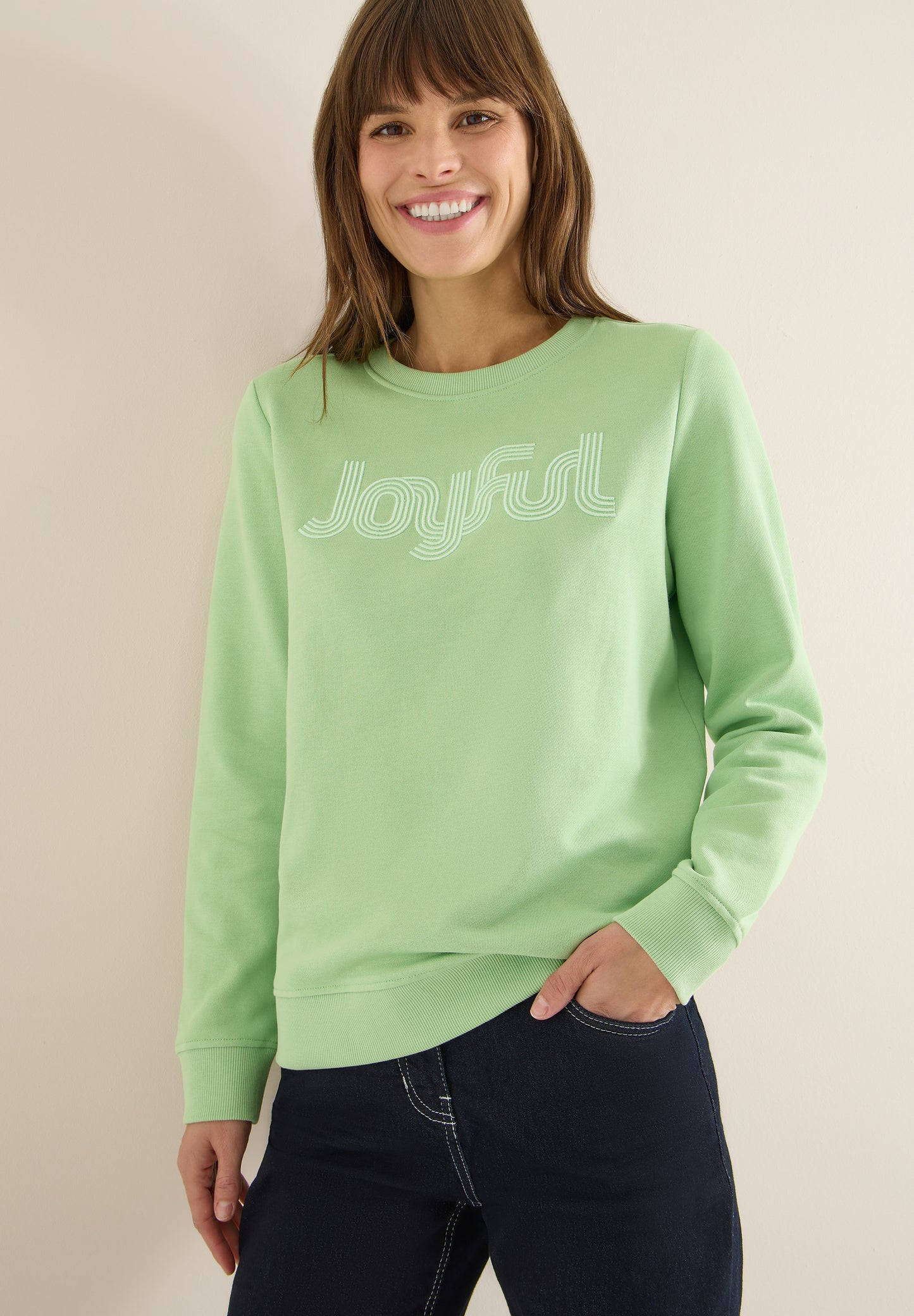 CECIL - Sweatshirt mit Stickerei - Farbe: bamboo green