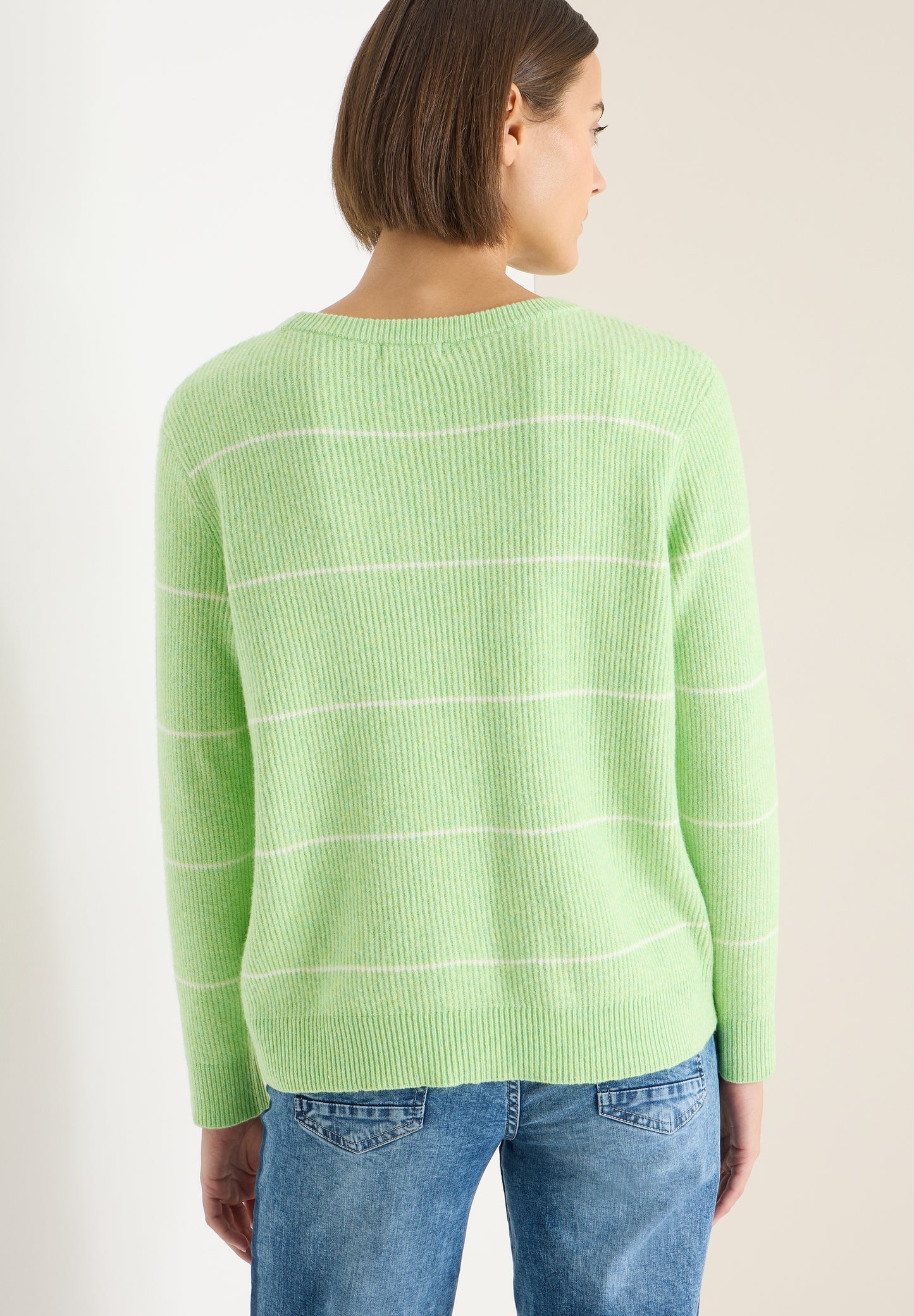 CECIL - Gestreifter Strukturpullover - Farbe: bamboo green melange