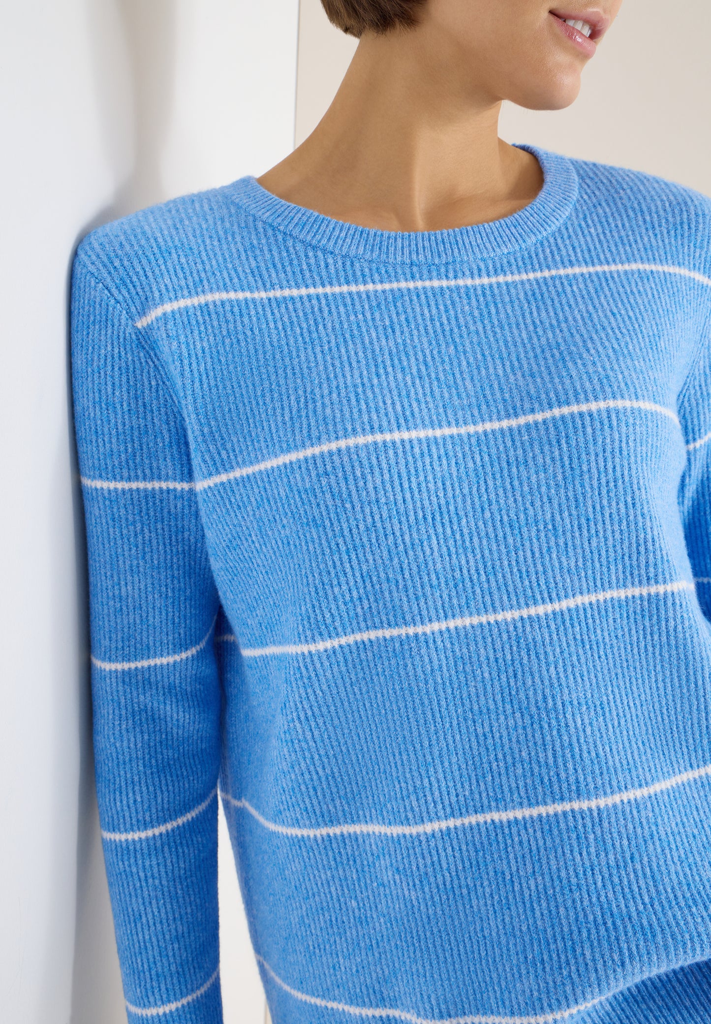 CECIL - Gestreifter Strukturpullover - Farbe: fountain blue melange