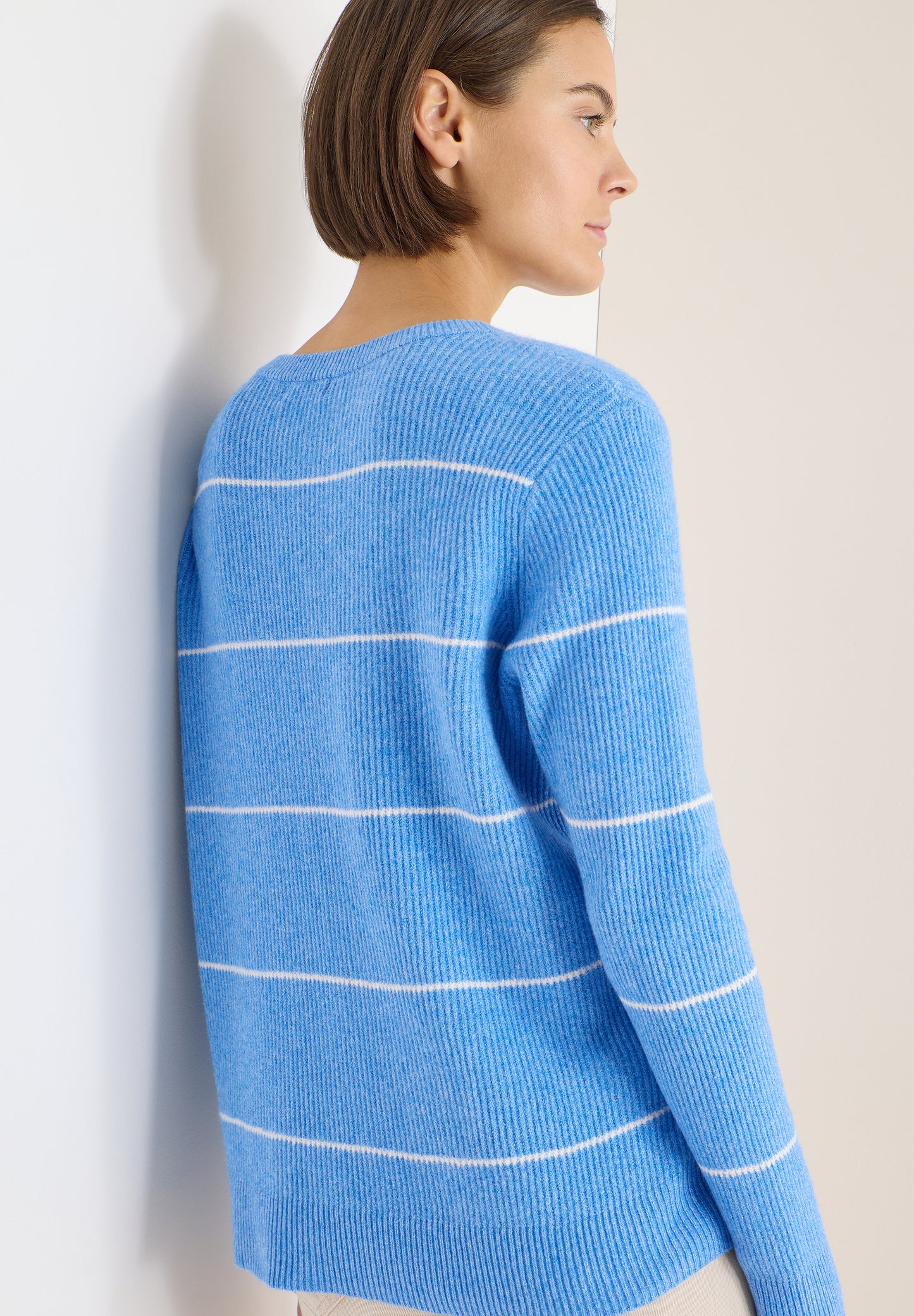 CECIL - Gestreifter Strukturpullover - Farbe: fountain blue melange
