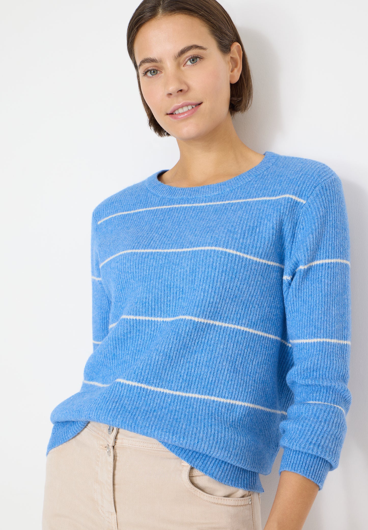 CECIL - Gestreifter Strukturpullover - Farbe: fountain blue melange