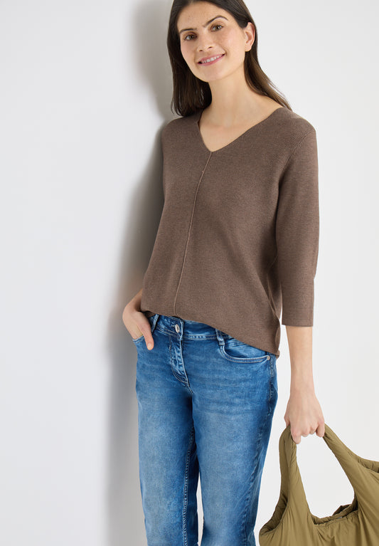 CECIL - 3/4-Arm Pullover mit Struktur - Farbe: coffee taupe