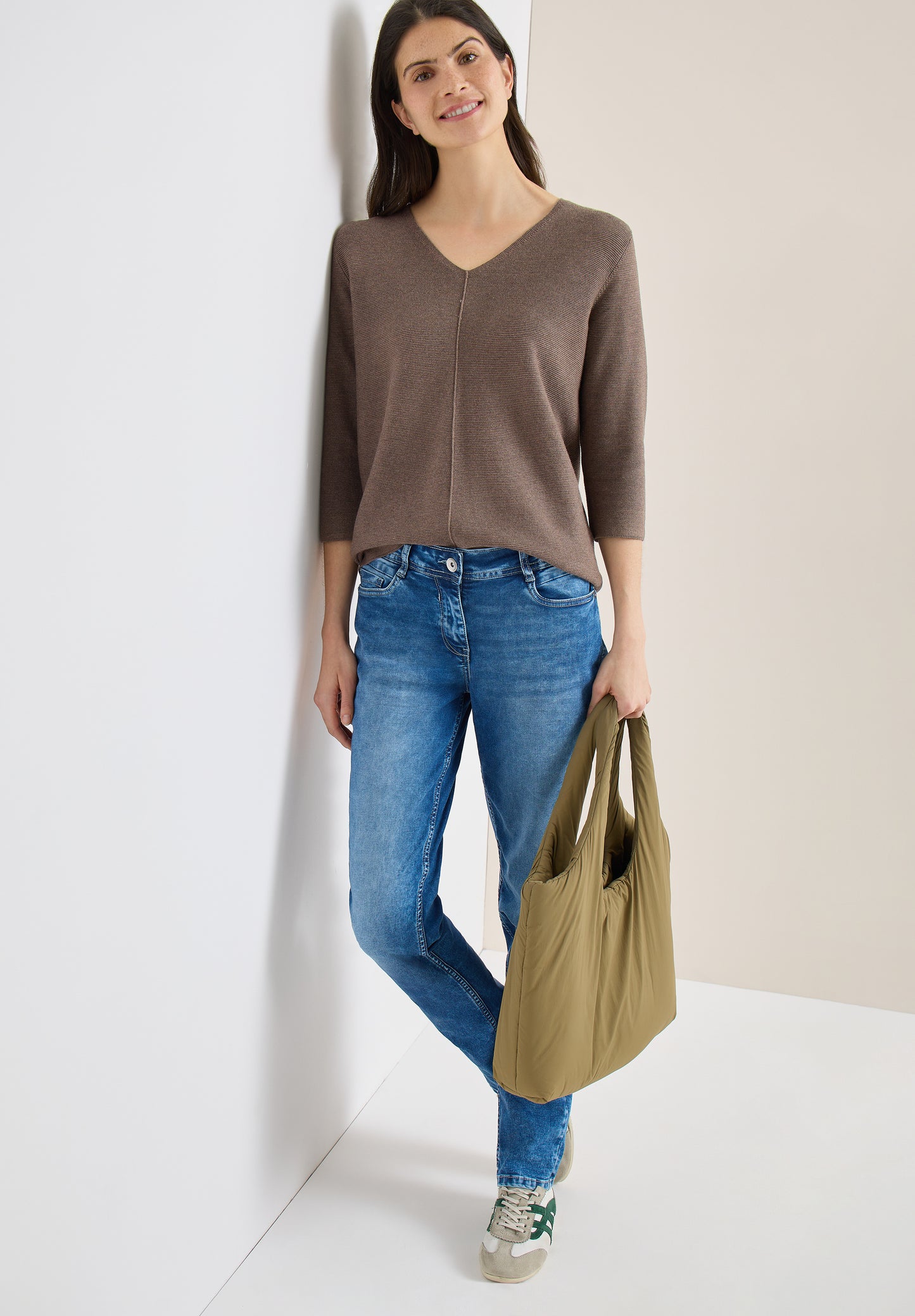 CECIL - 3/4-Arm Pullover mit Struktur - Farbe: coffee taupe