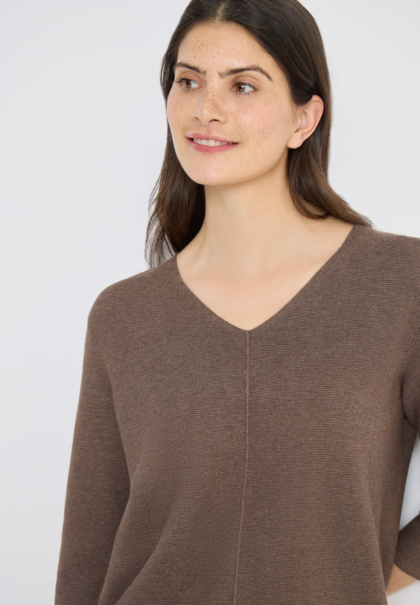CECIL - 3/4-Arm Pullover mit Struktur - Farbe: coffee taupe