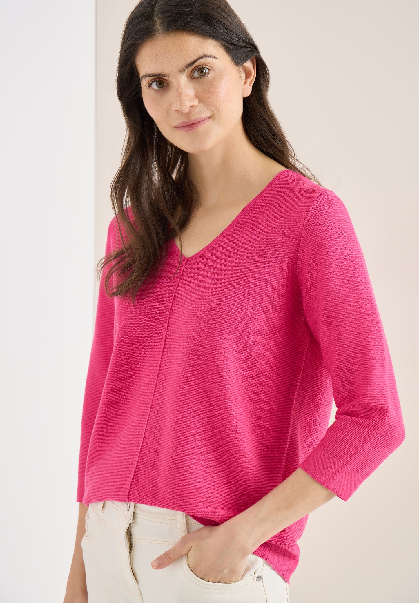 CECIL - 3/4-Arm Pullover mit Struktur - Farbe: beetroot pink