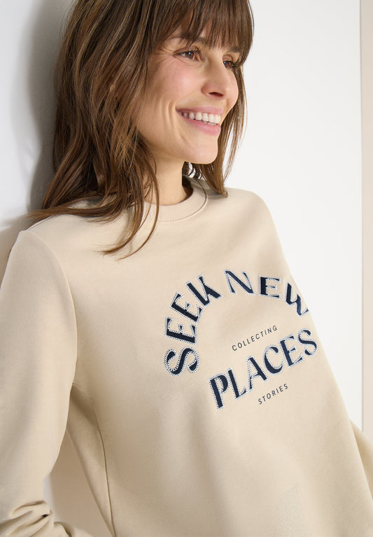 CECIL - Embroidery Sweatshirt - Farbe: pearl beige
