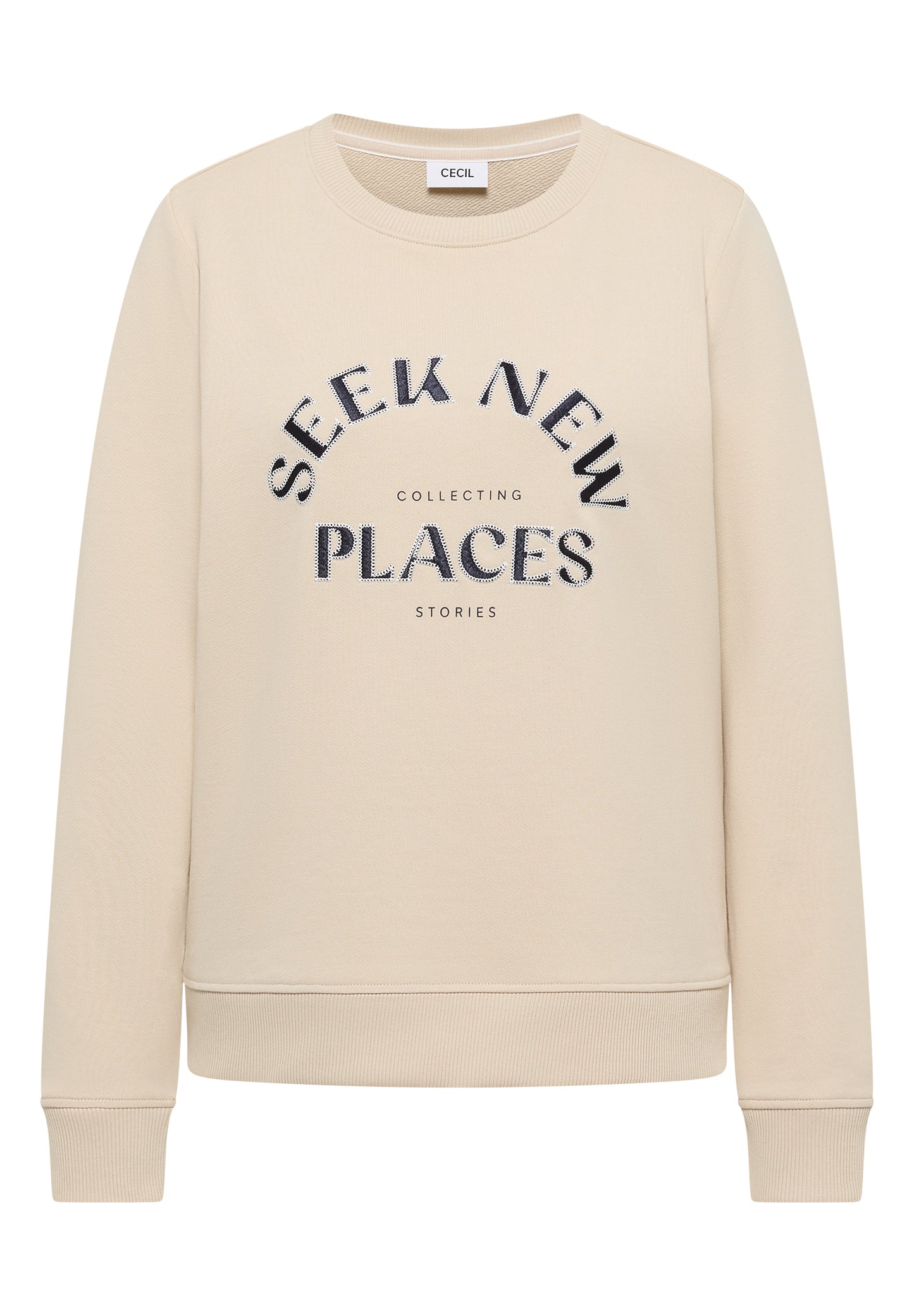 CECIL - Embroidery Sweatshirt - Farbe: pearl beige