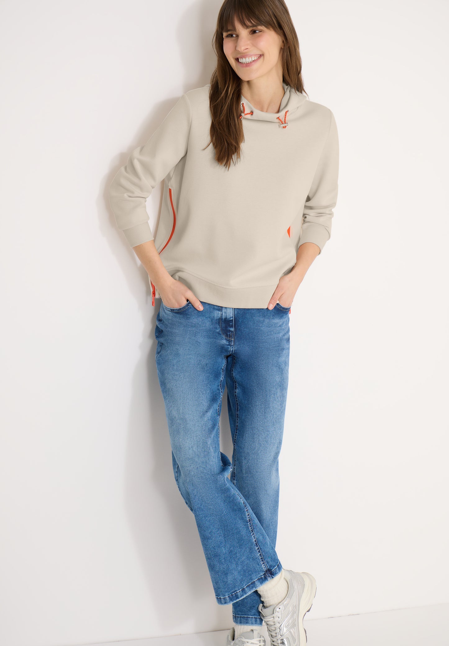 CECIL - Sweatshirt Hoodie - Farbe: pearl beige