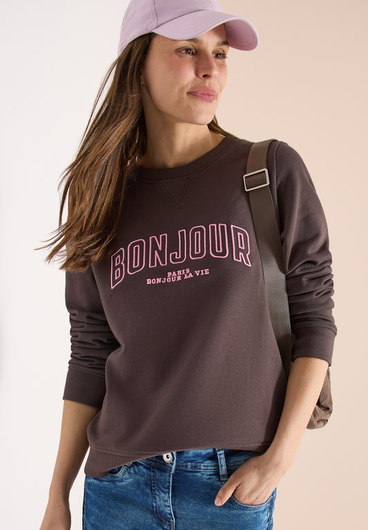 CECIL - Langarm Sweatshirt mit Stickerei - Farbe: macchiato brown