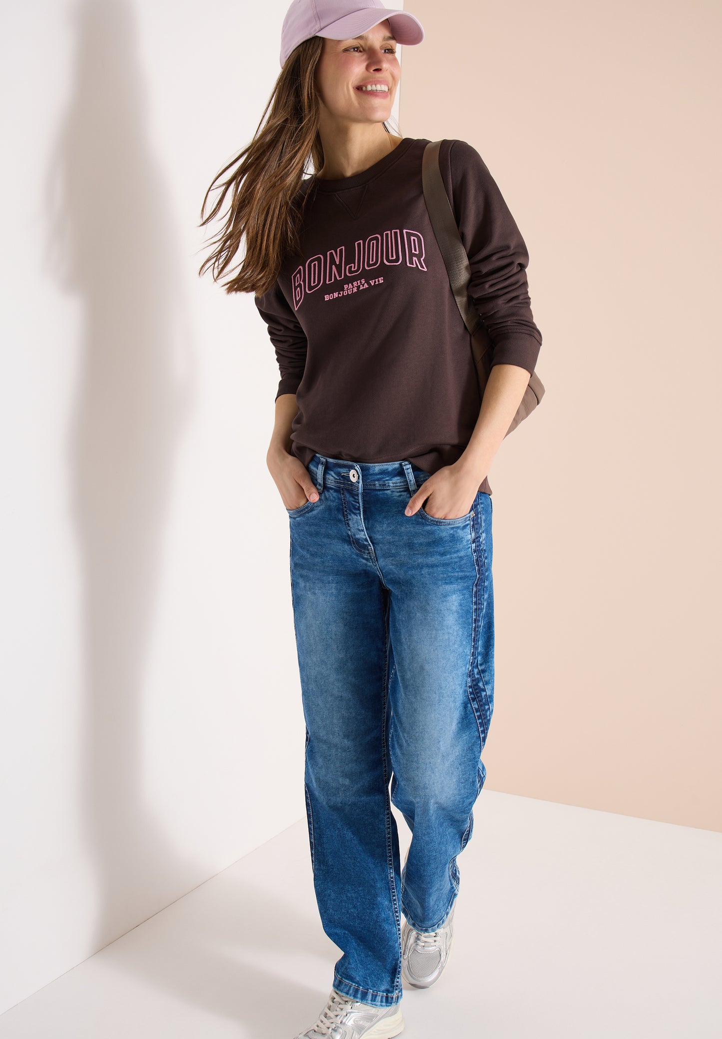 CECIL - Langarm Sweatshirt mit Stickerei - Farbe: macchiato brown