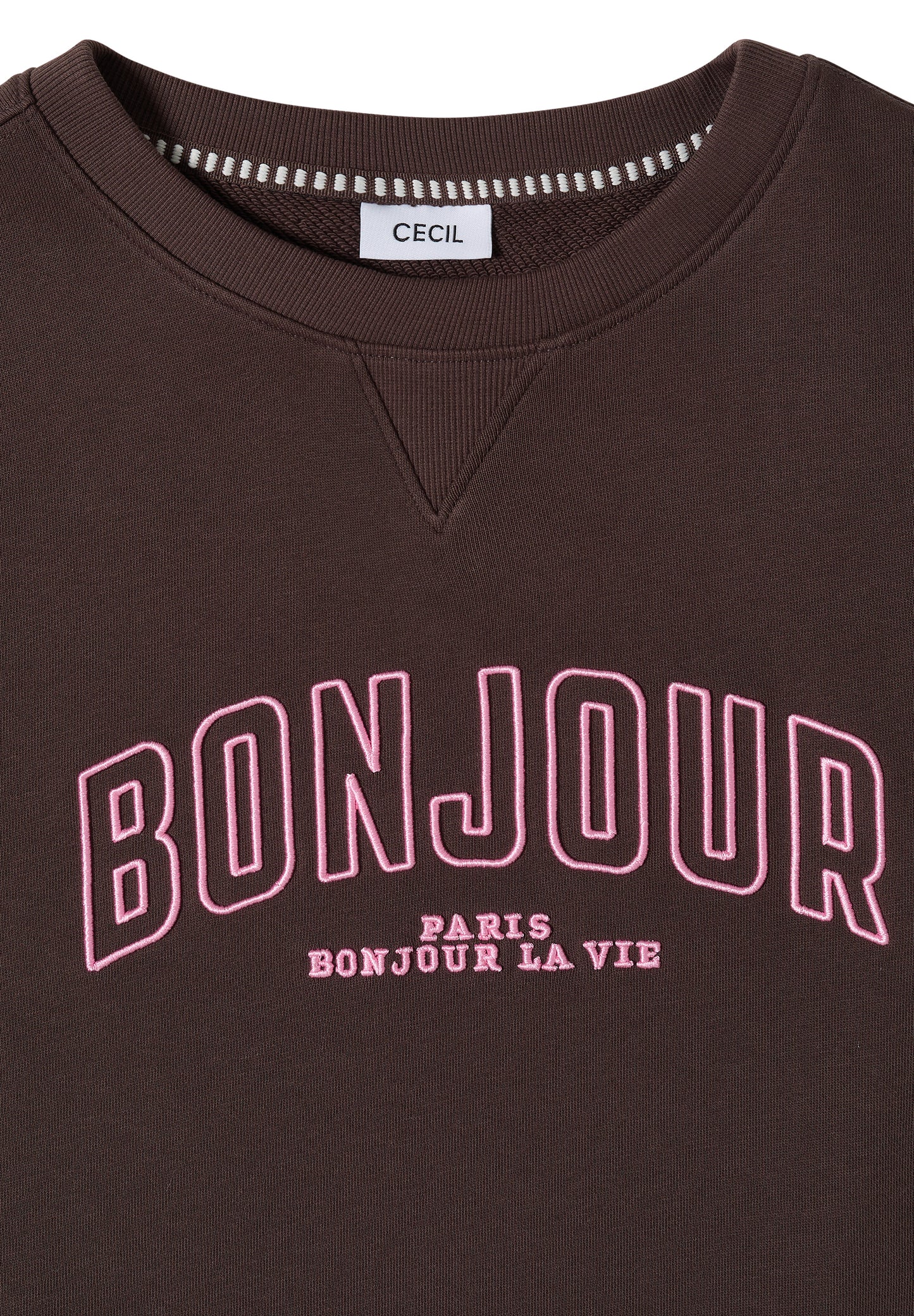 CECIL - Langarm Sweatshirt mit Stickerei - Farbe: macchiato brown