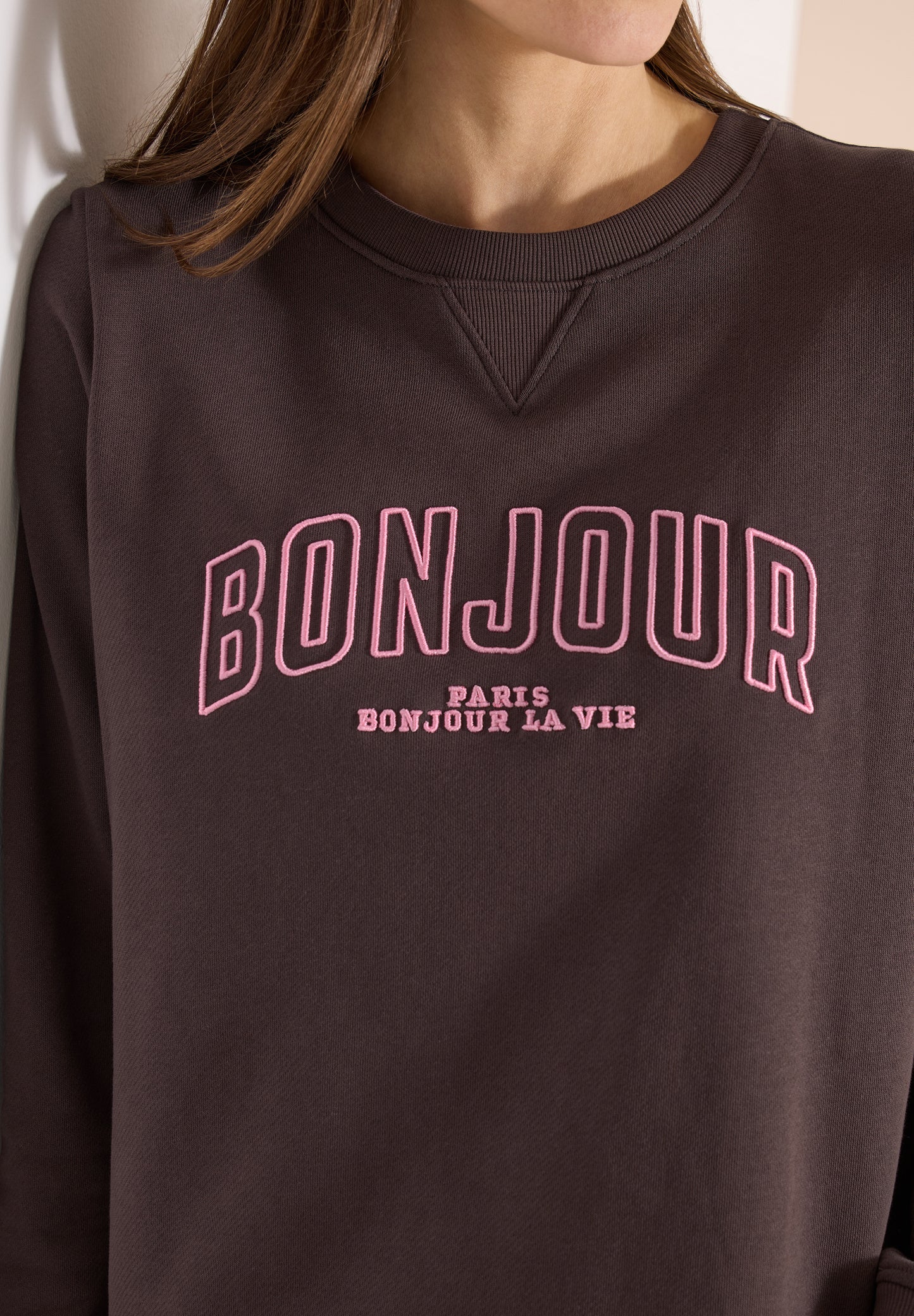 CECIL - Langarm Sweatshirt mit Stickerei - Farbe: macchiato brown