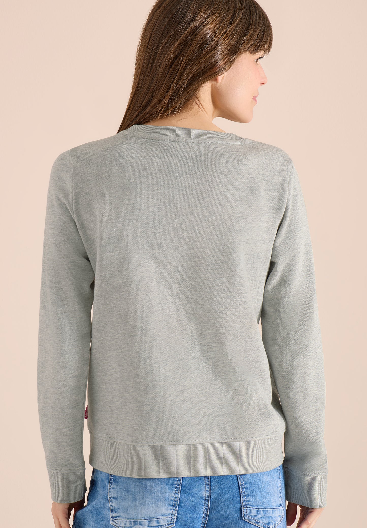 CECIL - Langarm Sweatshirt mit Stickerei - Farbe: milky grey melange