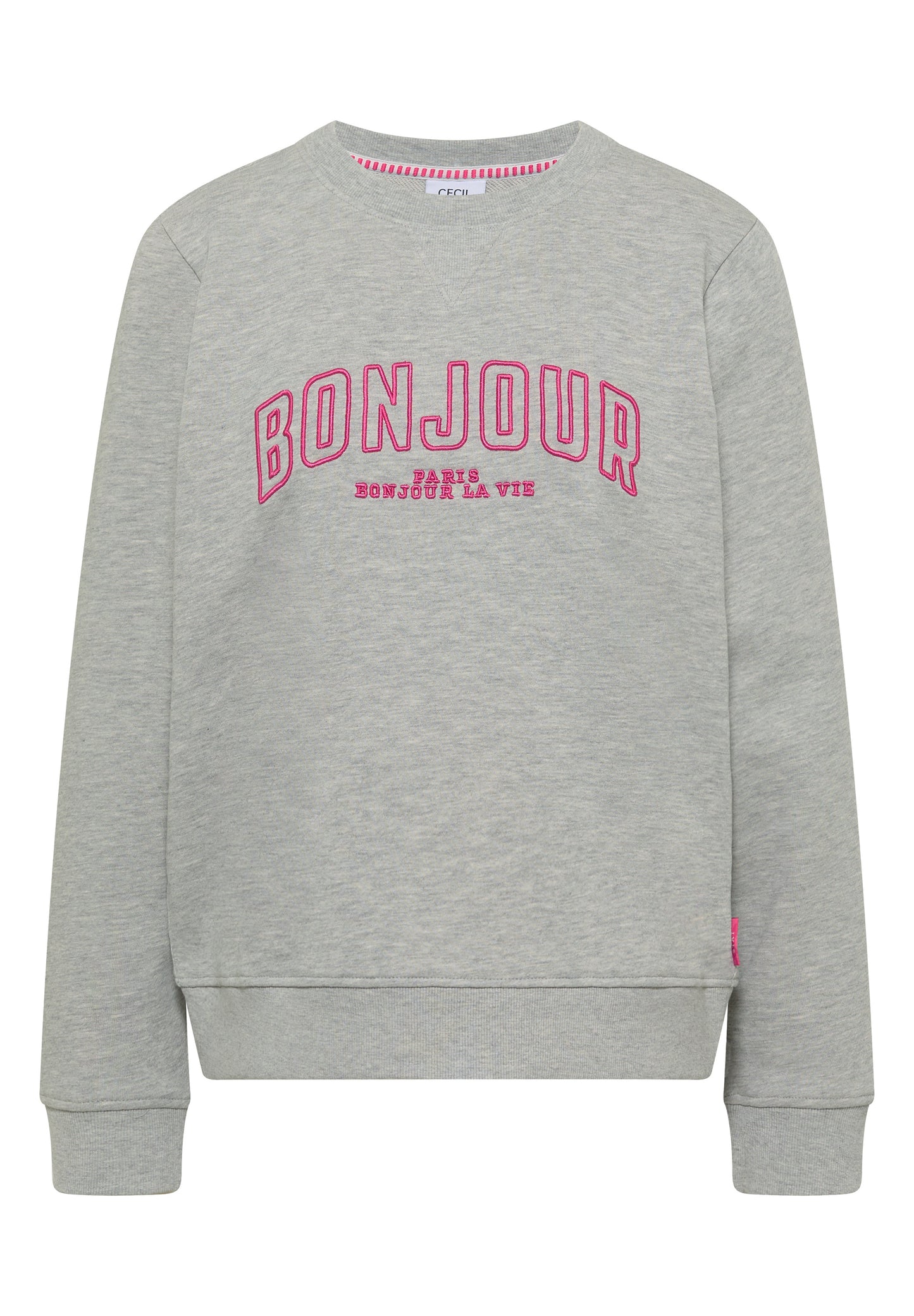 CECIL - Langarm Sweatshirt mit Stickerei - Farbe: milky grey melange