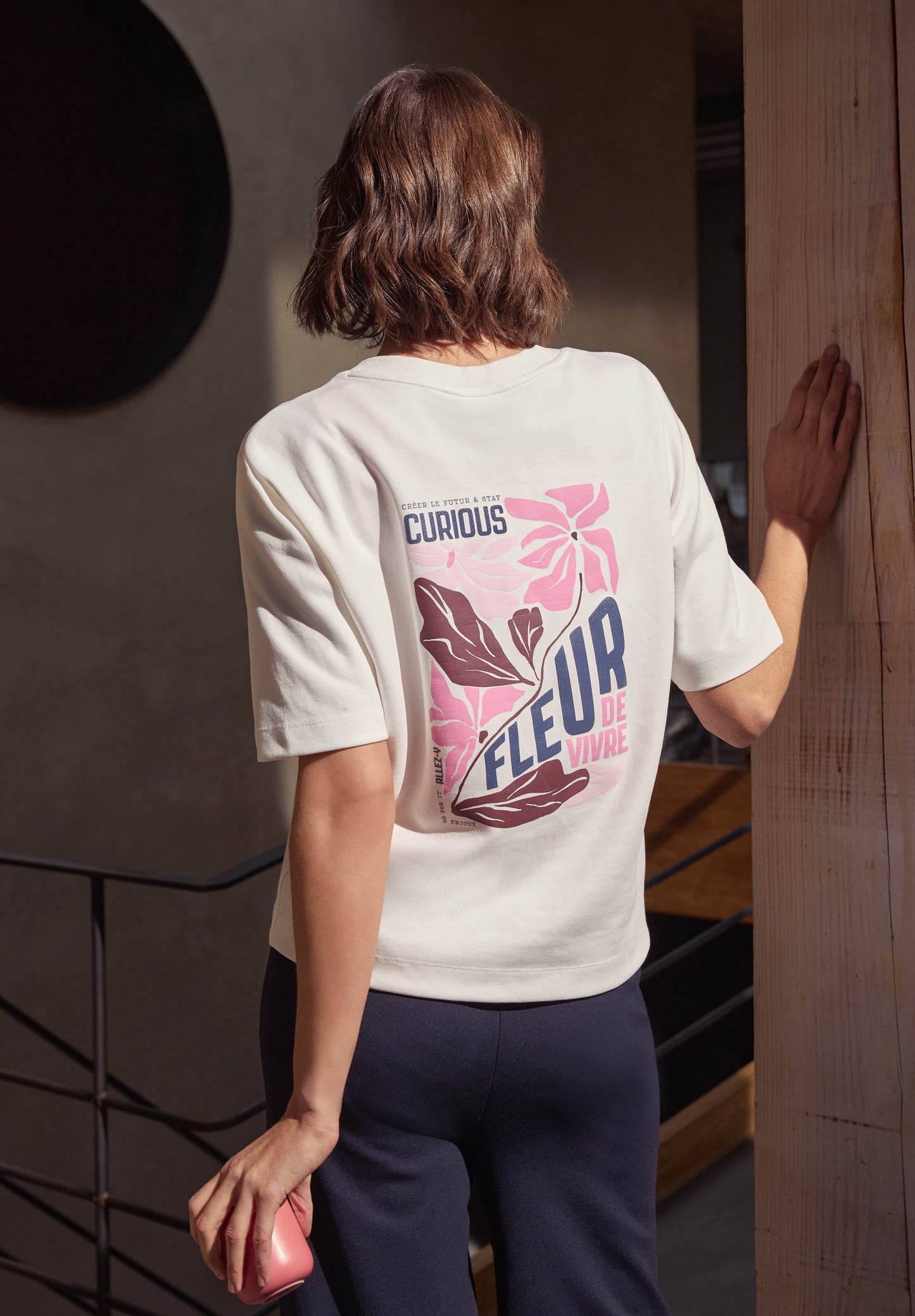 CECIL - Kurzarm Sweatshirt mit Backprint - Farbe: vanilla white