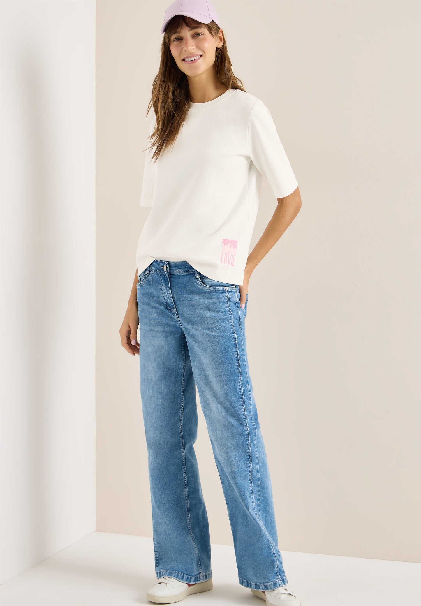 CECIL - Kurzarm Sweatshirt mit Backprint - Farbe: vanilla white