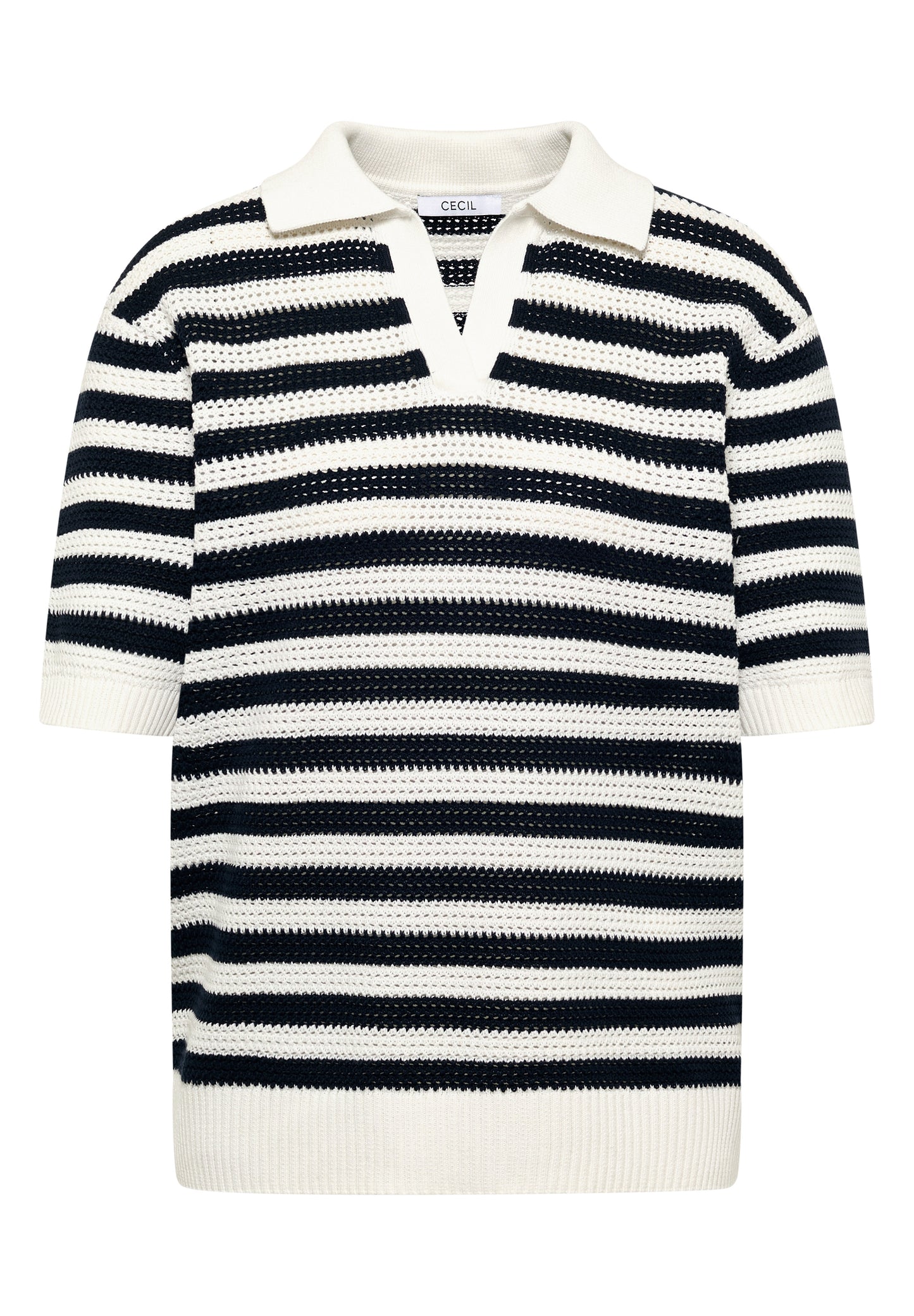 CECIL - Kurzarm Poloshirt mit Streifen - Farbe: universal blue